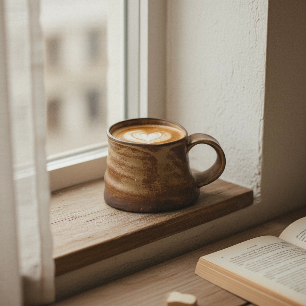 Rustikale Vintage-Kaffeetasse aus Keramik, handgefertigte Glasur, einzigartige Geschenktasse für Kaffeeliebhaber wourant