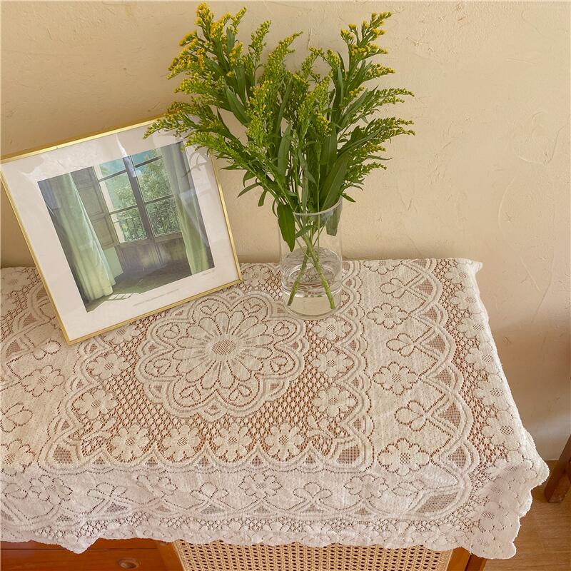Minimale Spitzentischdecke im koreanischen Sweet-Style-Bezug für runde und rechteckige Tische wourant