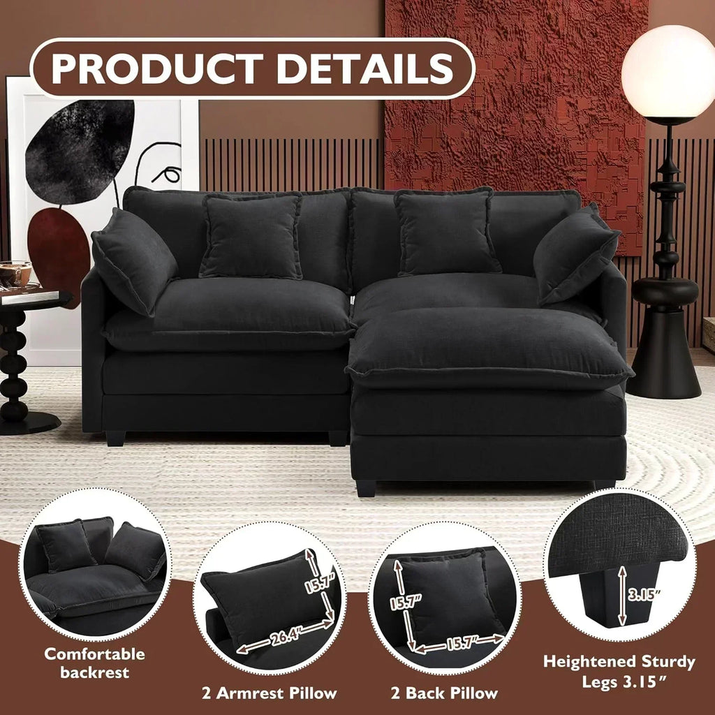 ihanherry 146-inch U-shaped modern sofa modular area cloud sofa wourant