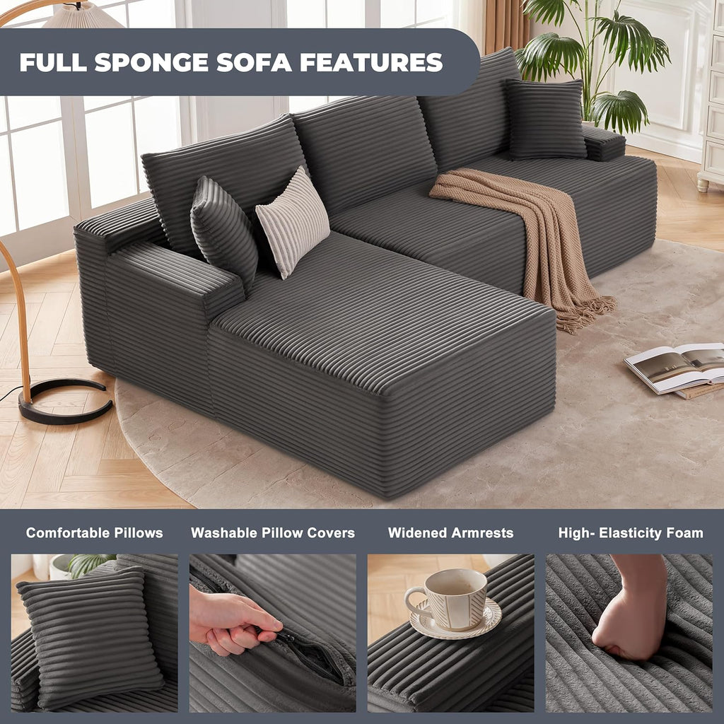 110-inch cloud sofa boneless sofa in the living room modular sofa with deep seats wourant