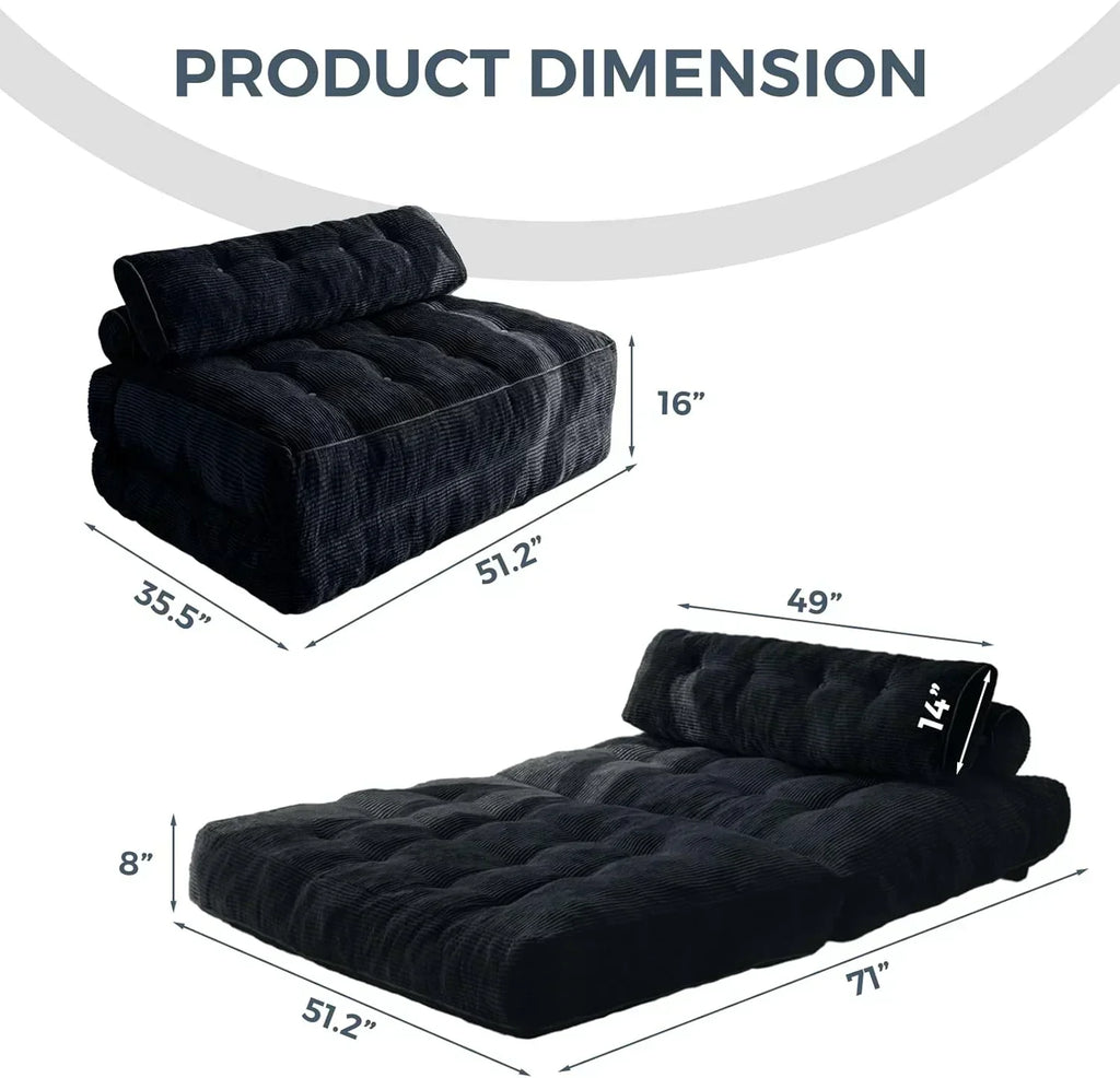MAXYOYO Folding Sofa Bed Convertible Sleeper Chair with Pillow Foldable Mattress with Back Support wourant
