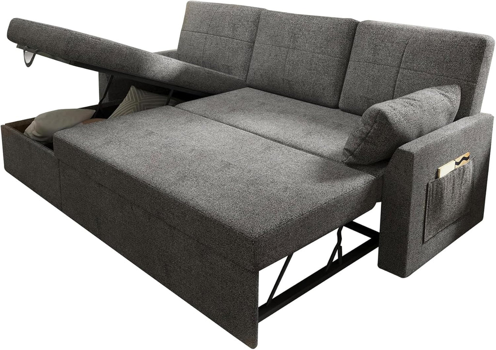 VanAcc Sofa Bed Sleeper Sofa with Storage Chaise 2 in 1 Pull Out Couch Living Room wourant