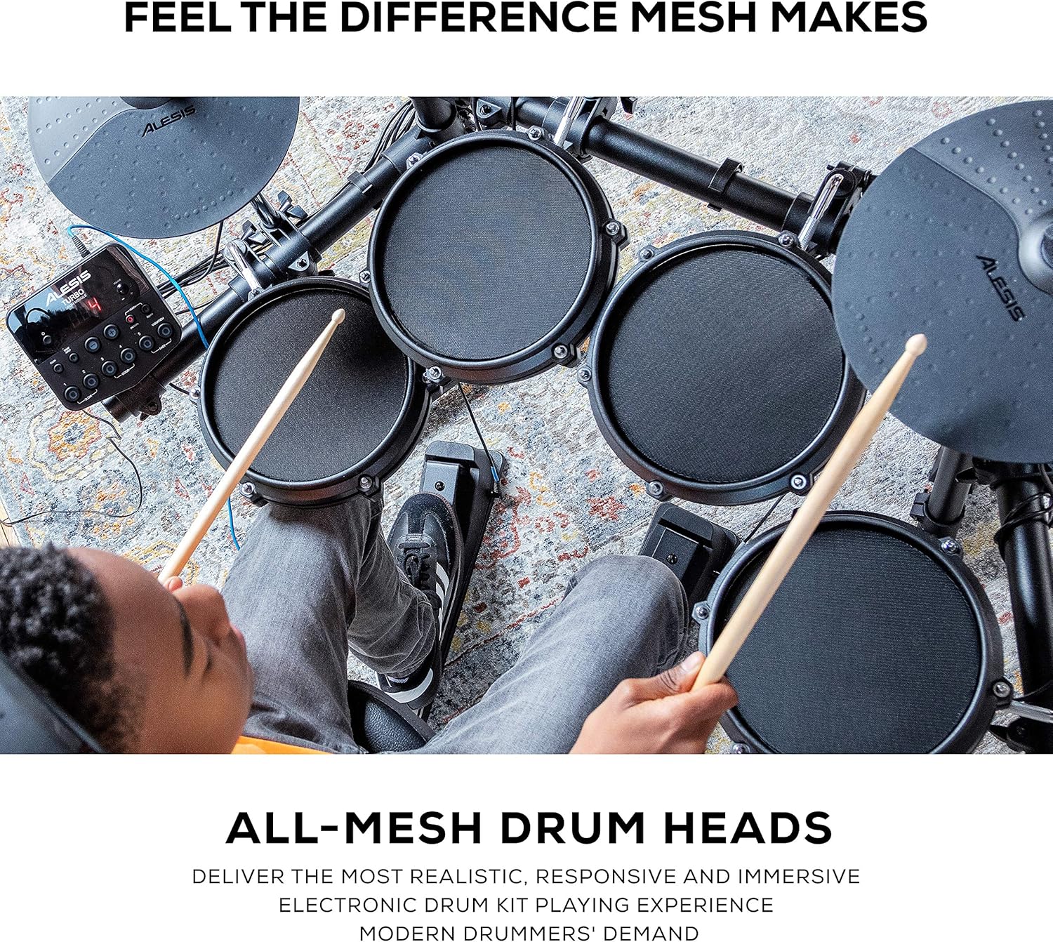 Alesis Turbo Mesh Kit - Electric Drum Set with Over 100 Sounds Mesh Drum Pad wourant