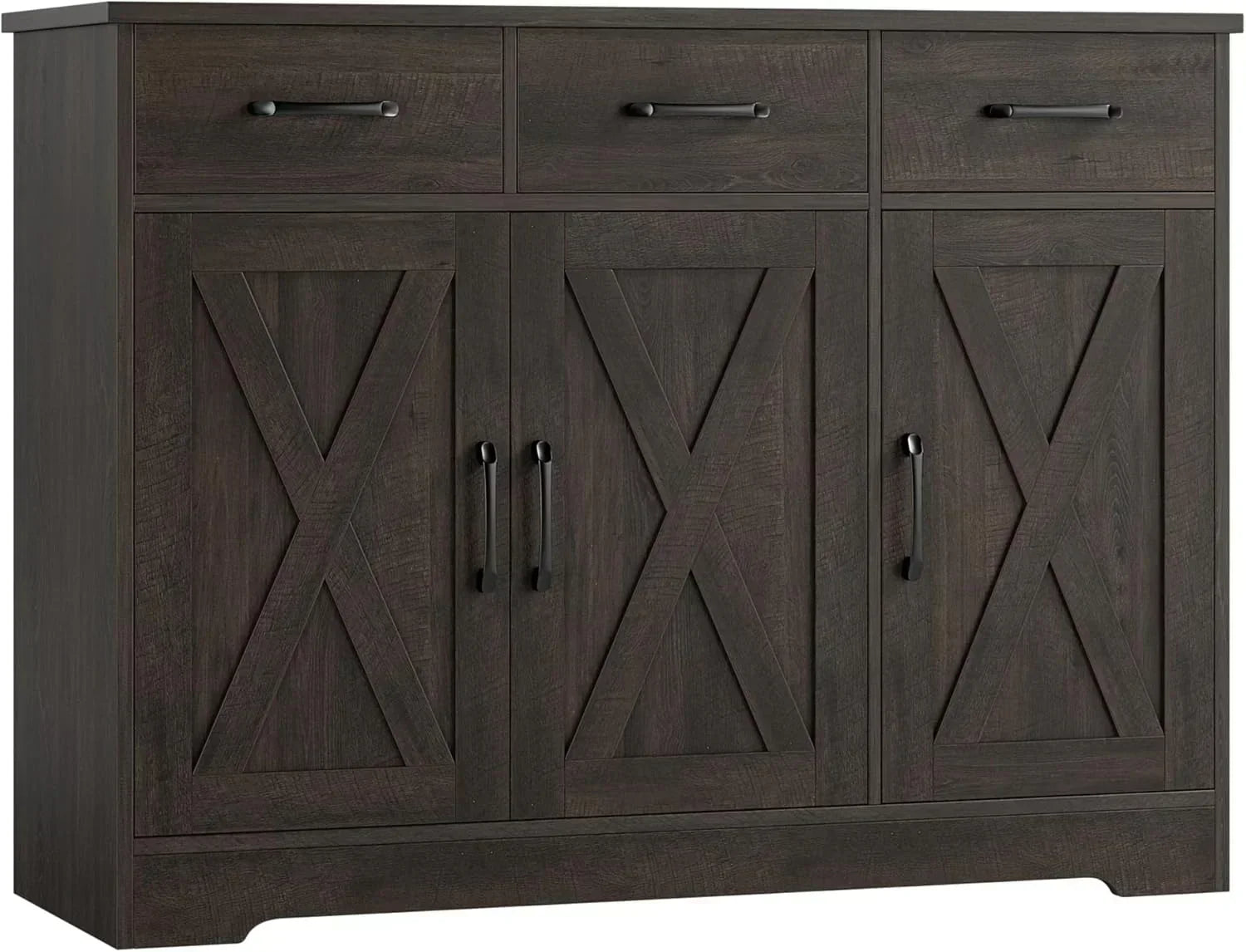 Modern farmhouse sideboard barn door buffet storage cabinet with drawers and shelves wourant