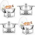 5 QT Chafing Dishes 4 Pack Premium Stainless Steel Complete Set Round Chafing Dish Buffet Set wourant