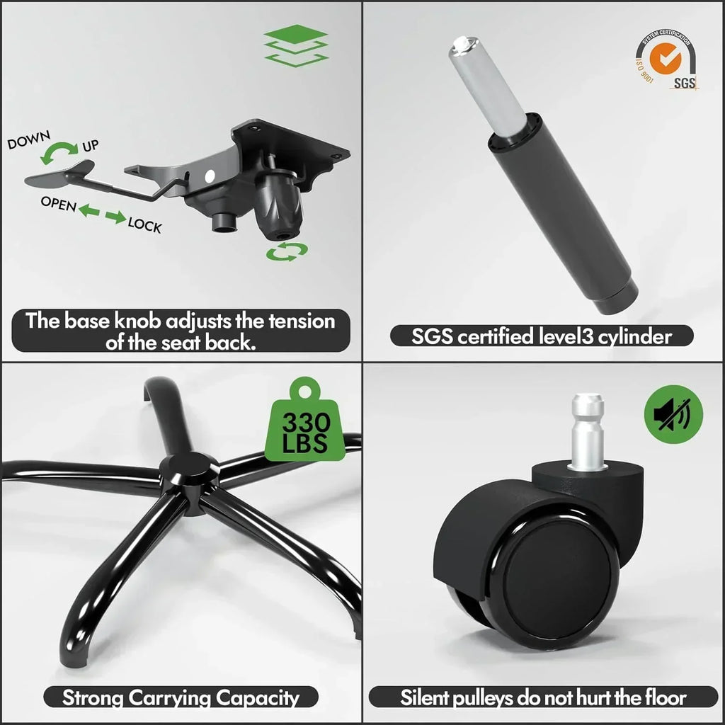 Office computer desk and chair gaming chair with lumbar support and headrest wourant