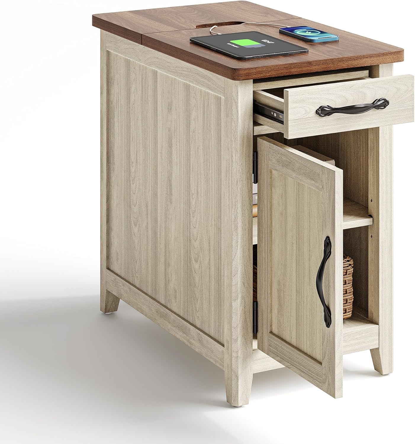 Farmhouse End Table Narrow Side Table Small Nightstand wourant
