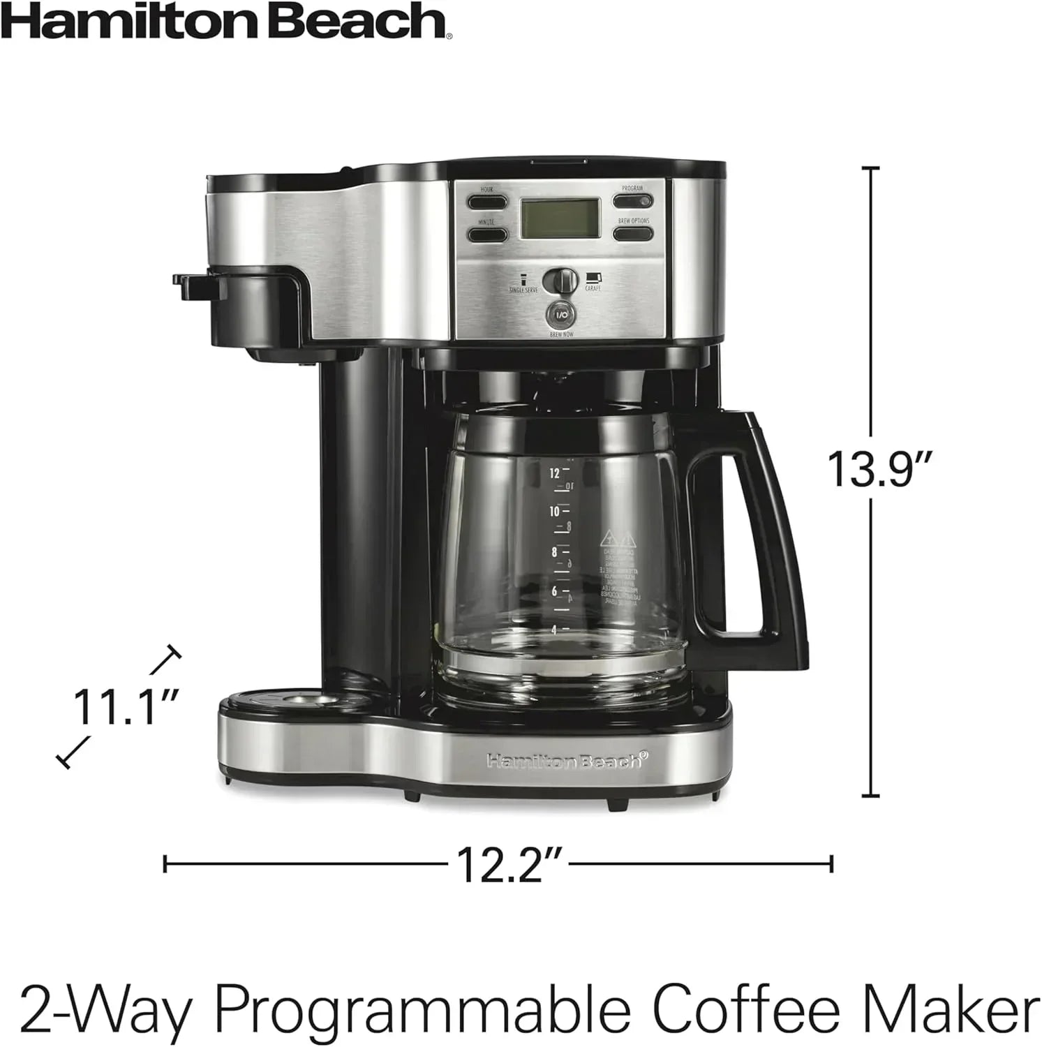 Hamilton Beach 2-Way 12 Cup Programmable Drip Coffee Maker Single Serve Machine Glass Carafe wourant