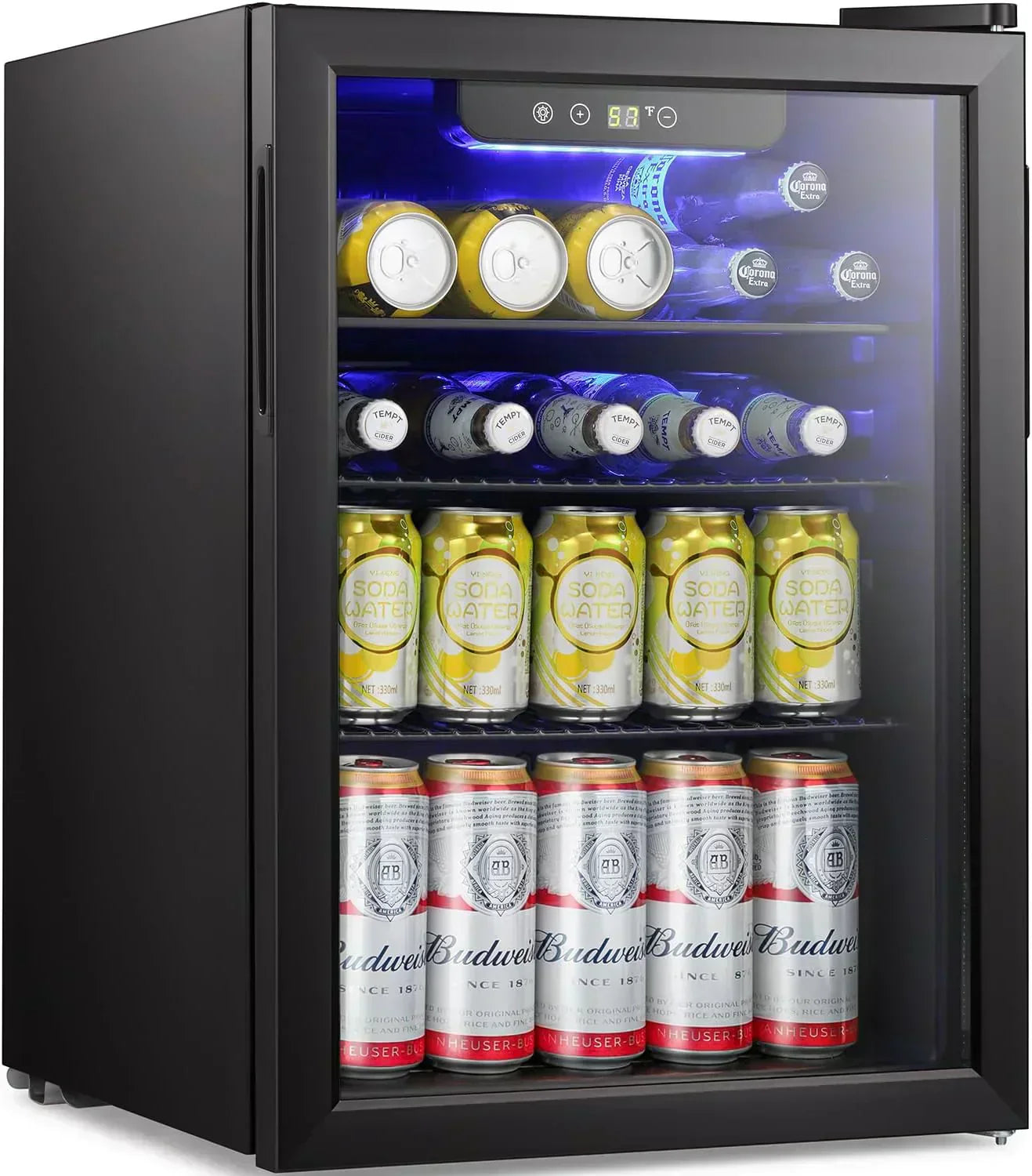 Antarctic Star Beverage Refrigerator Cooler 68 Can Mini Fridge with Glass Door for Beer Drinks Wine wourant