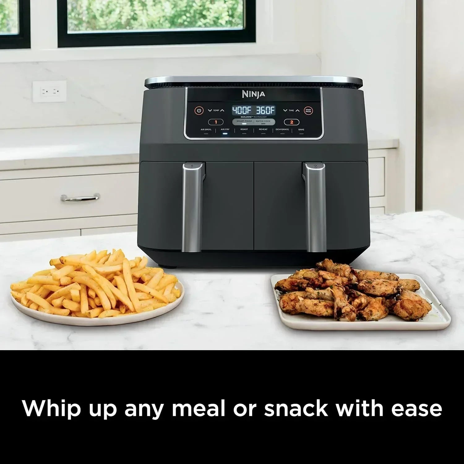 Ninja Foodi 6-in-1 FlexBasket Air Fryer with 7 QT MegaZone Basket Divider for Large Proteins wourant