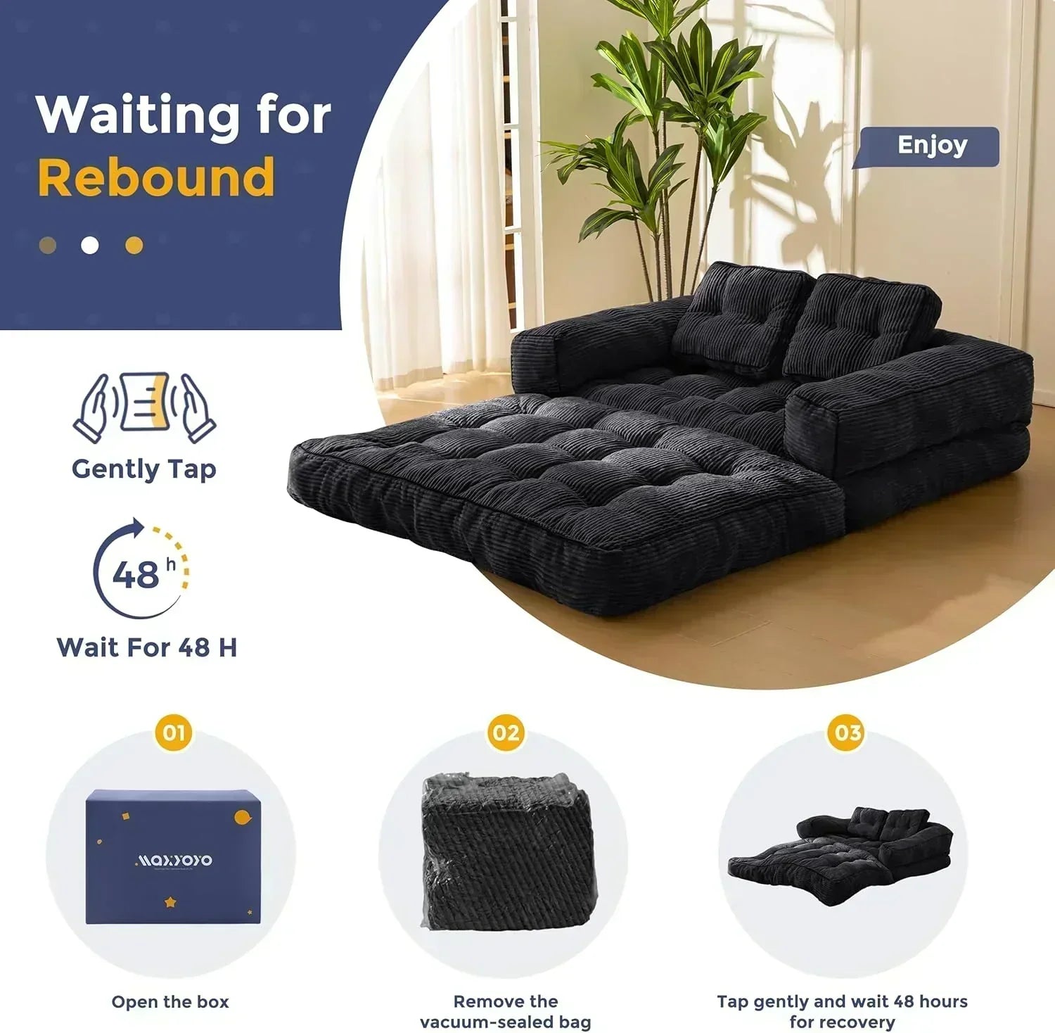 Folding Sofa Bed L-Shaped Convertible Sofa Bed with Armrests and Pillows wourant