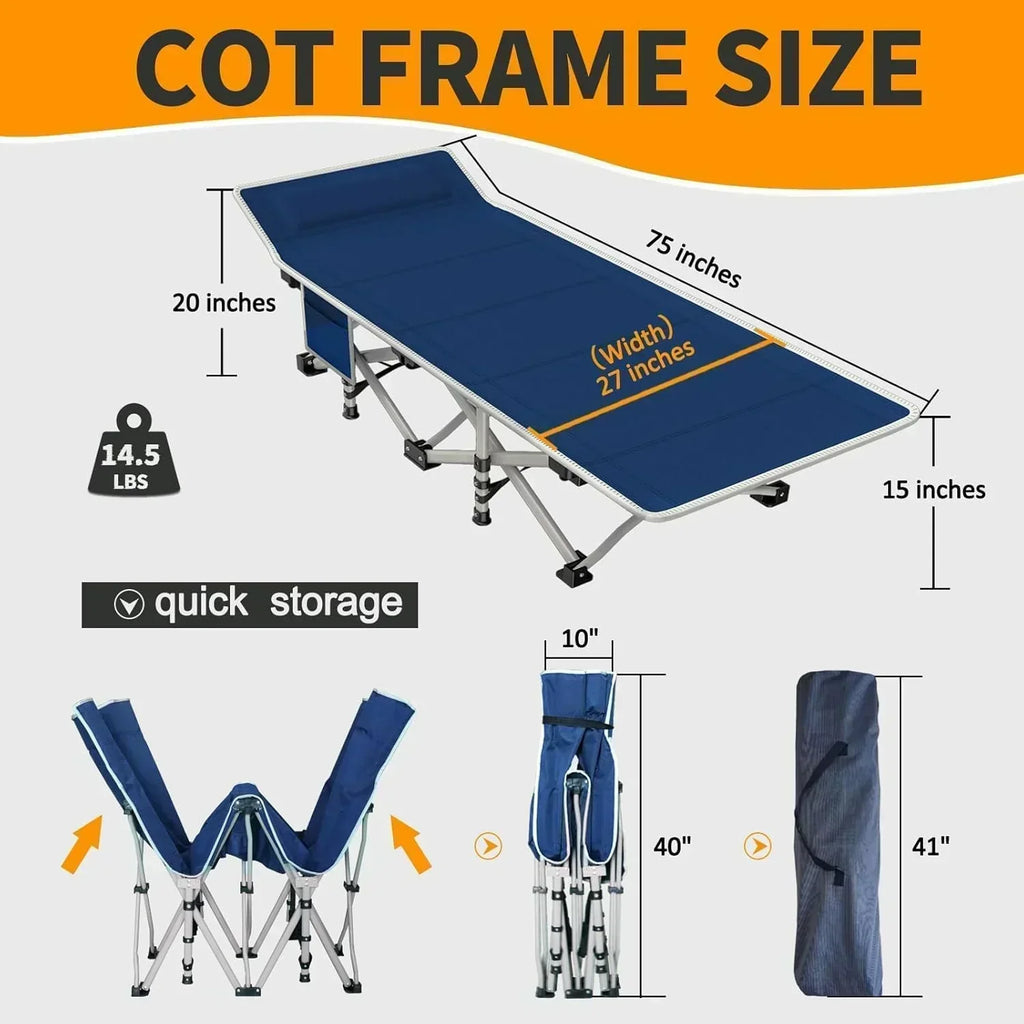 2-Pack Camping Cots with Mattress Comfortable Folding Bed Heavy Duty Baby Cot wourant