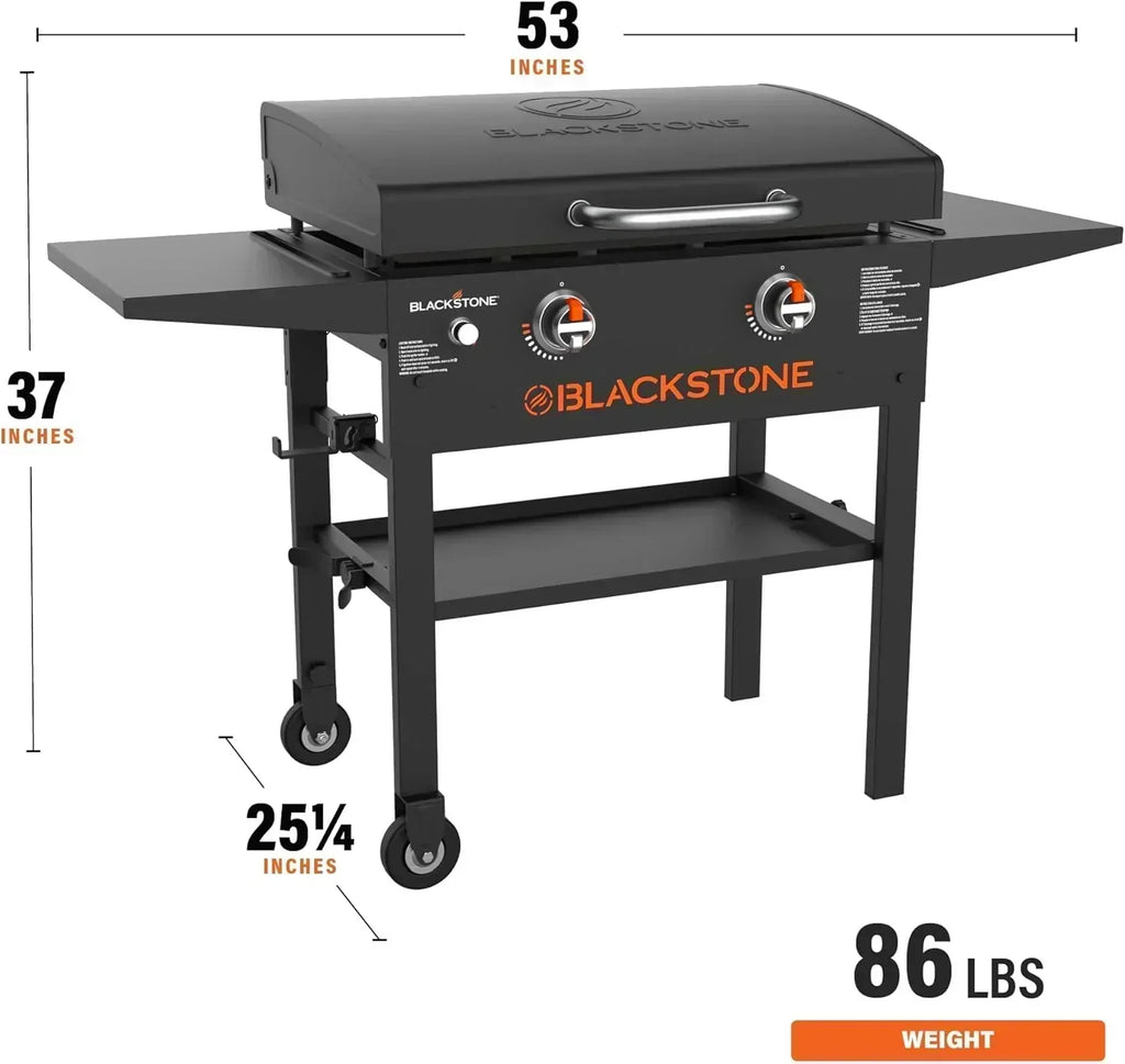 Blackstone 1883 Original 28 Griddle with Integrated Protective Hood and Counter Height Side Shelves wourant