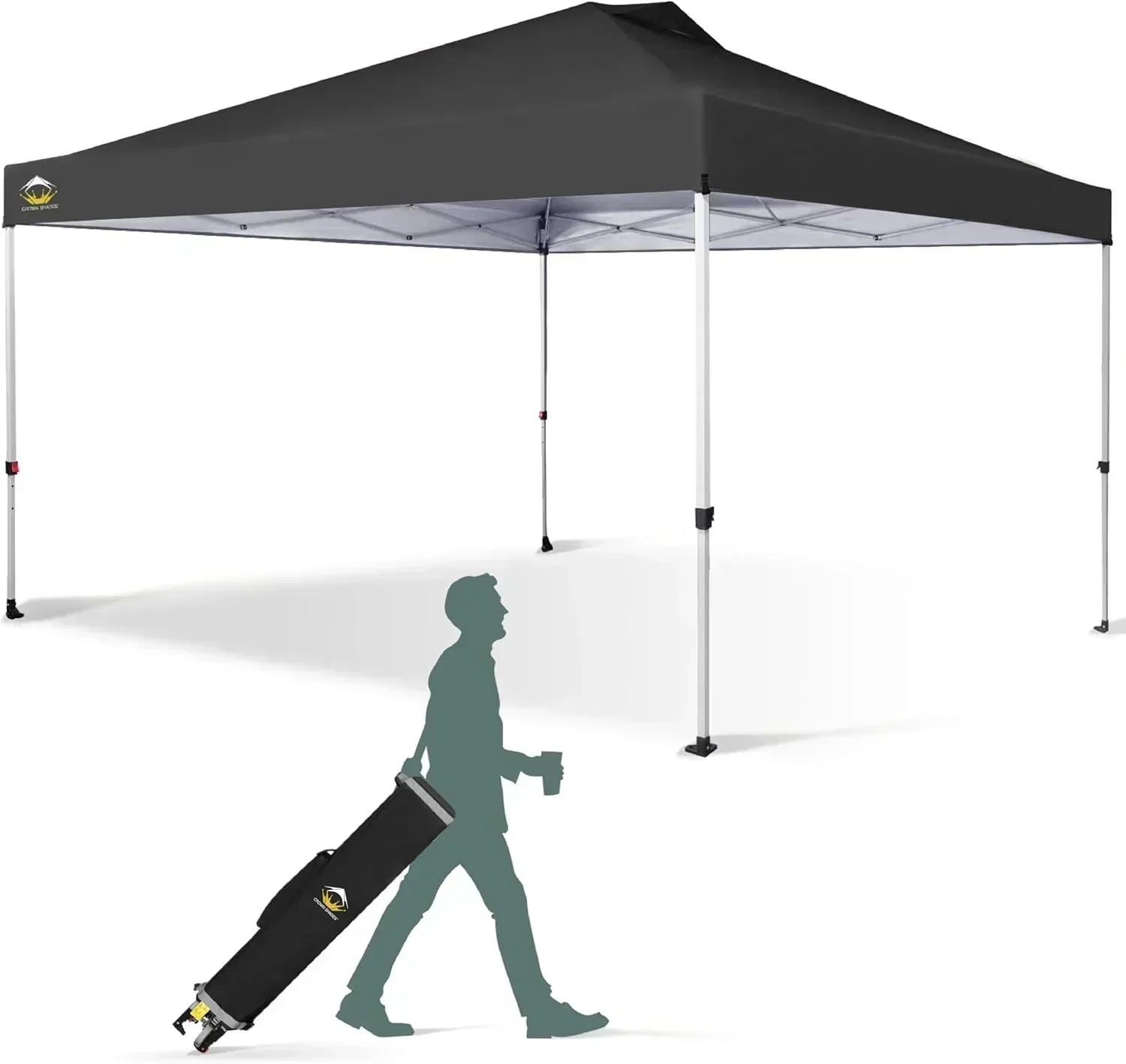 10x10 Pop-Up Awning One-Click Installation Beach Tent Outdoor Sunshade Silver Coated Top wourant