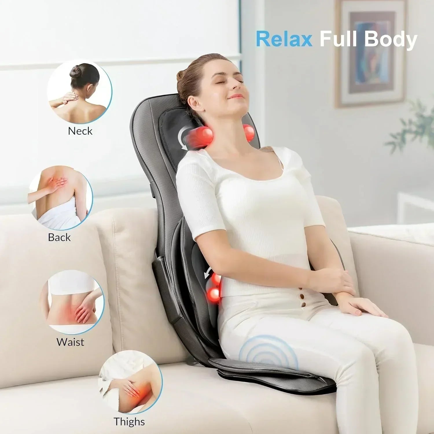 COMFIER Massager Chair with Heat Shiatsu Neck Back Massager Portable with Compress wourant