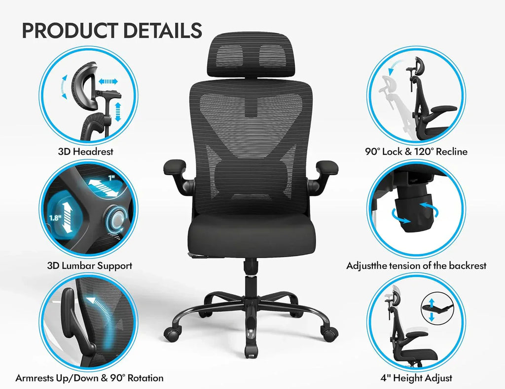 Office computer desk and chair gaming chair with lumbar support and headrest wourant