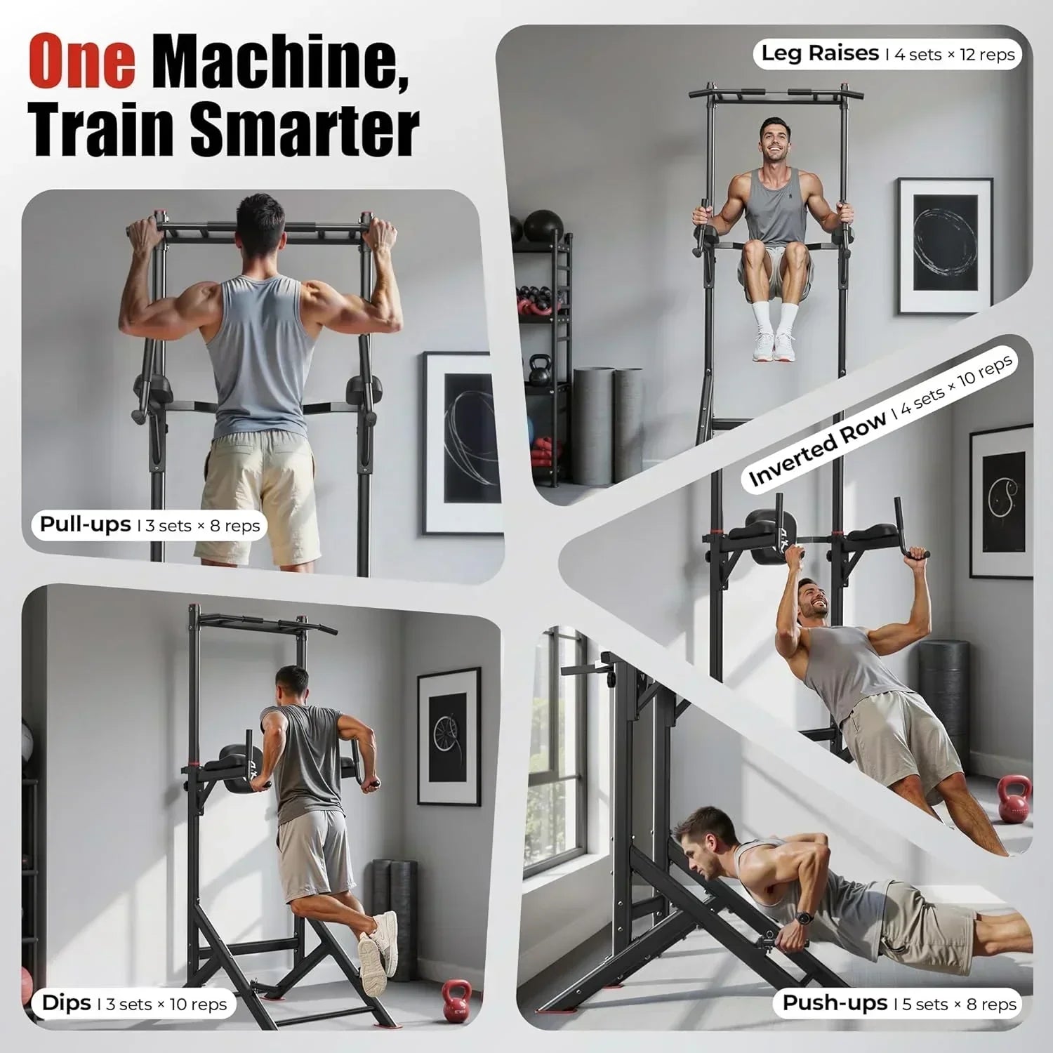 Sportsroyals Power Tower Pull Up Bar Station 450 lbs stable suspended immersion tilt station wourant