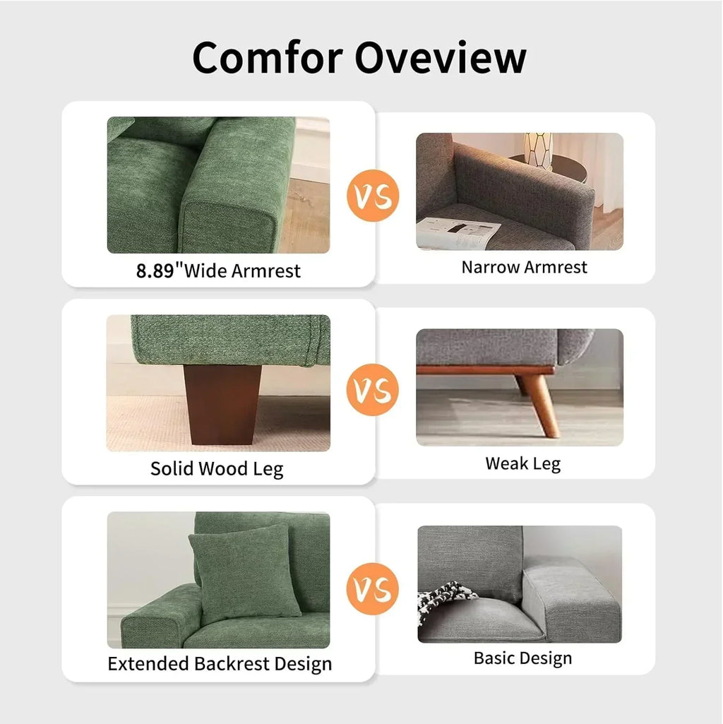 DOPEDIO living room double sofa chenille lounge chair removable solid wood frame wourant