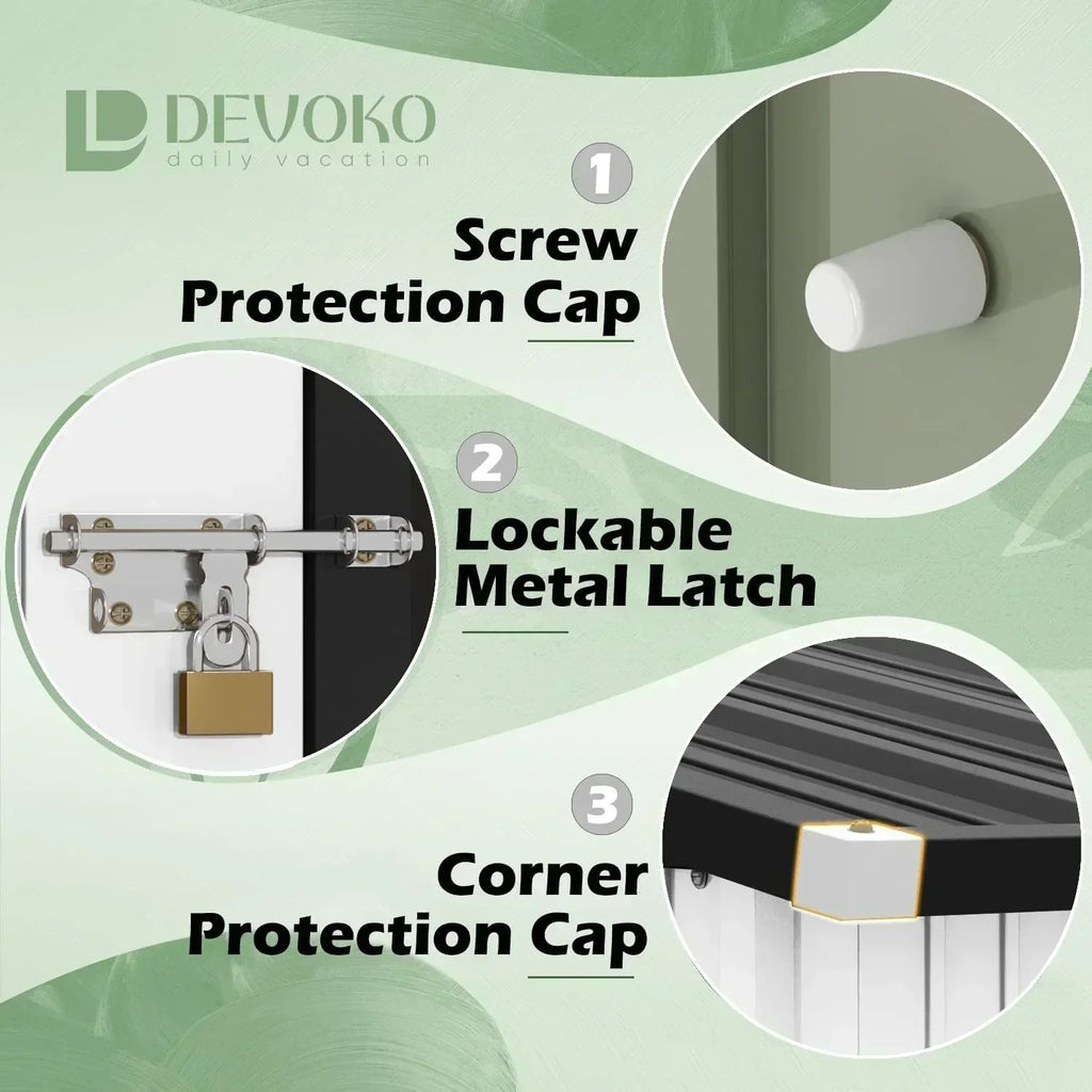 Devoko Outdoor Storage Shed Lockable Metal Garden Shed Steel Anti-Corrosion Storage House wourant
