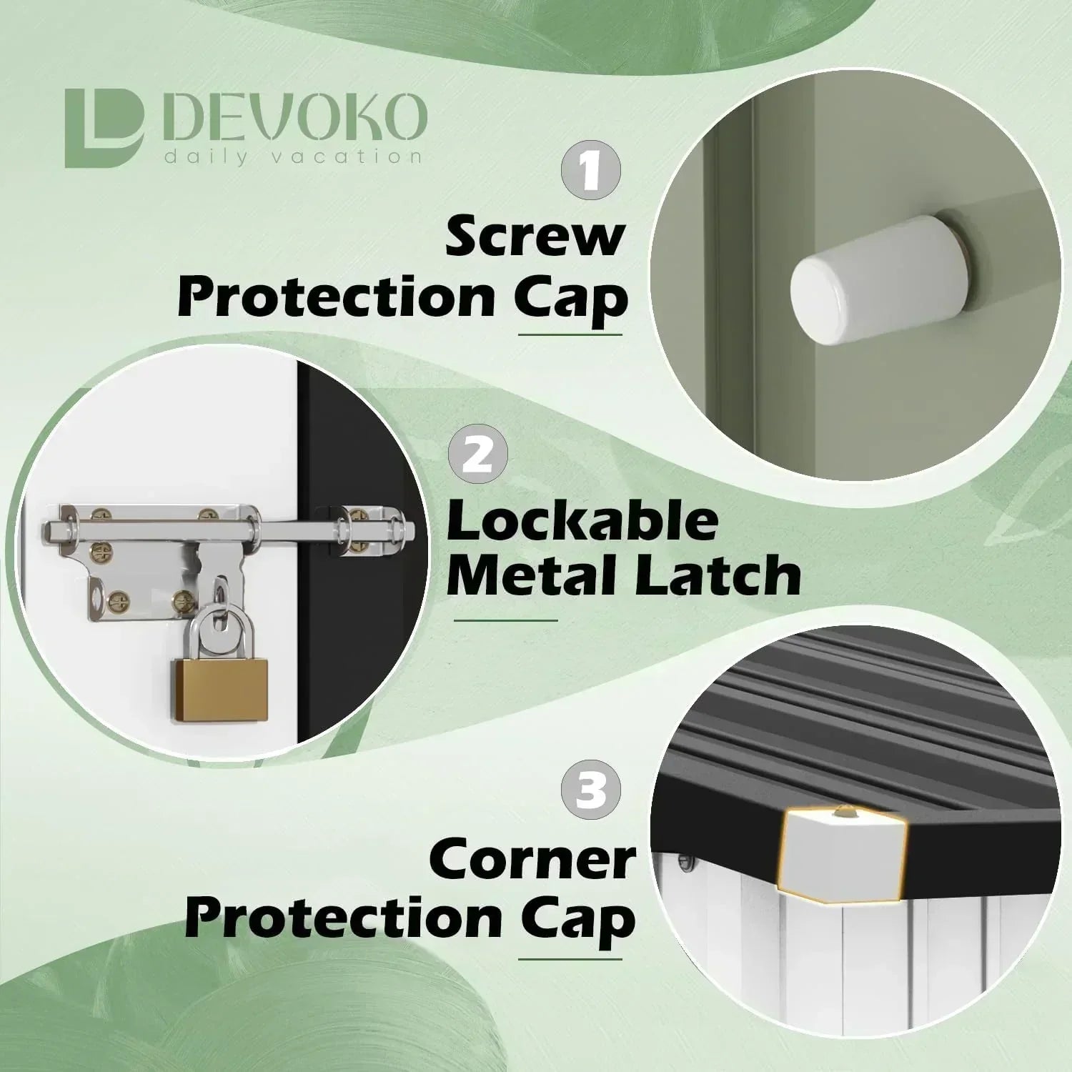 Devoko Outdoor Storage Shed Lockable Metal Garden Shed Steel Anti-Corrosion Storage House wourant