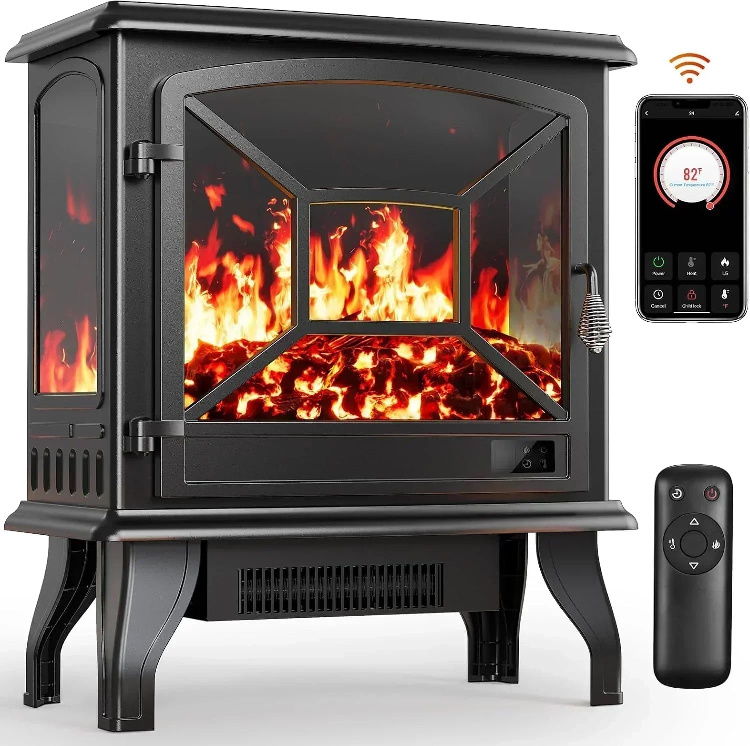 50" Smart Electric Fireplace 5300 BTU Heat Output Wall-Mount Built-In Electric Fireplace wourant