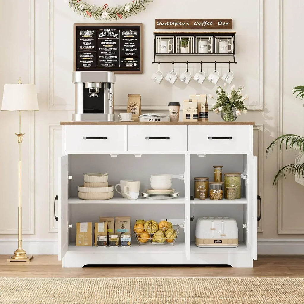 Modern farmhouse sideboard barn door buffet storage cabinet with drawers and shelves wourant