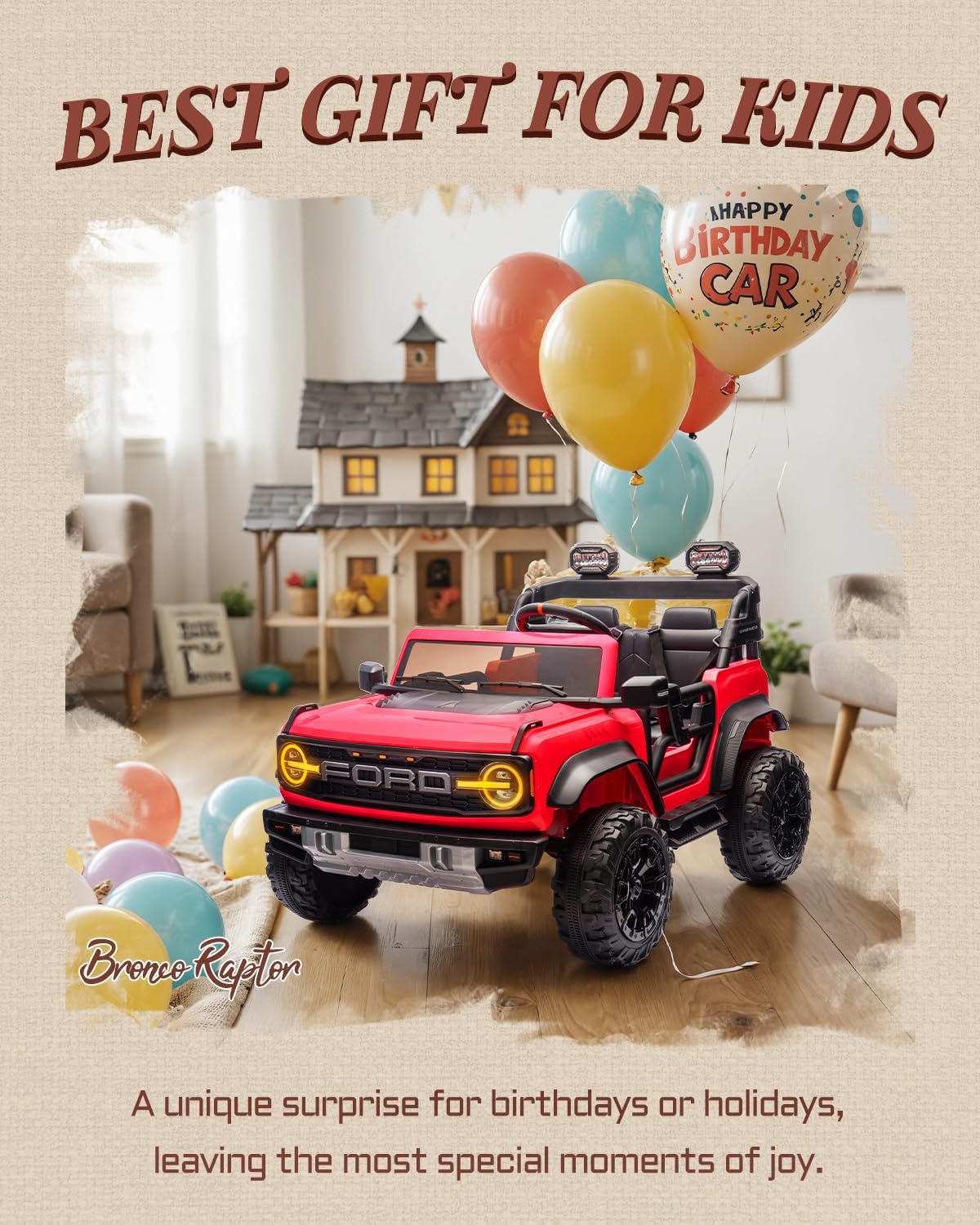 Kids Pink Ride-On Truck Battery Powered Electric Toy Car wourant