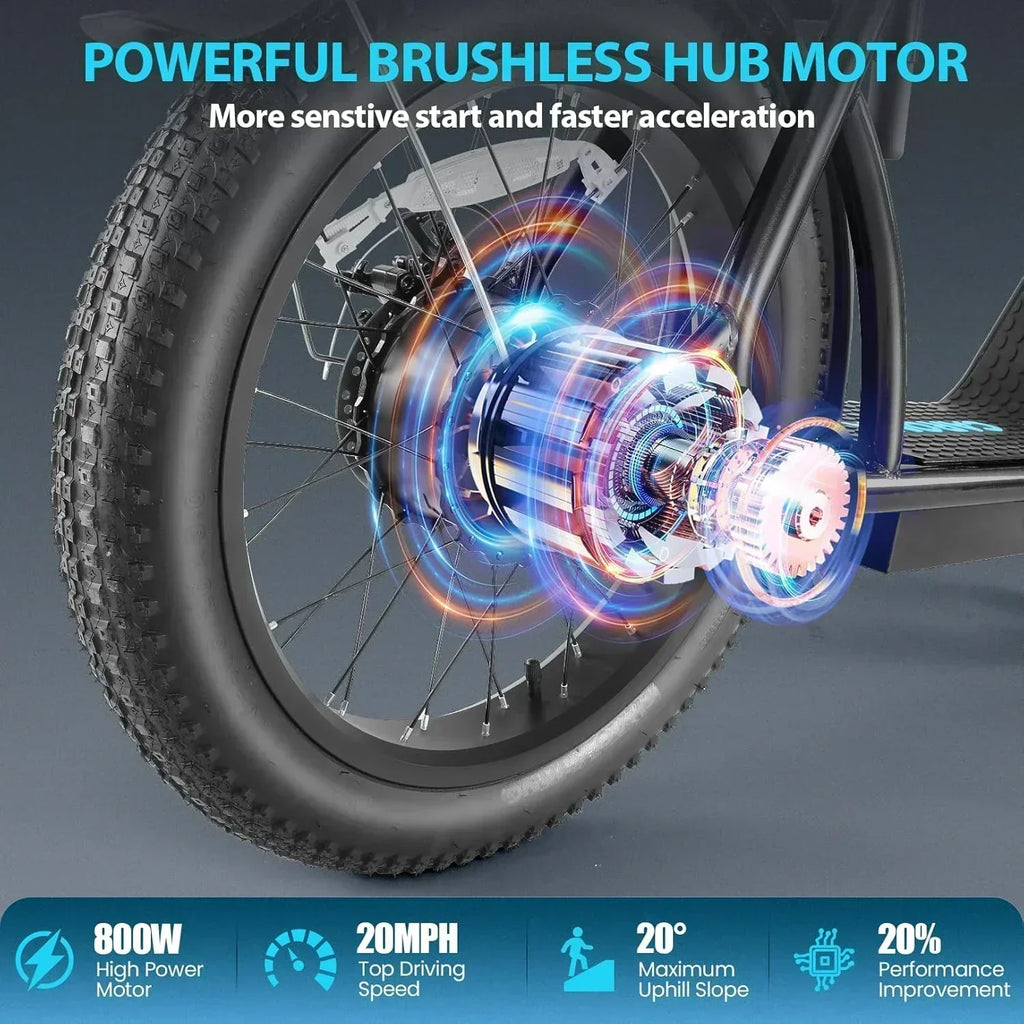 Caroma Peak 800W Foldable Adult Electric Scooter with 20-inch Wide Tires 48V Battery Basket wourant