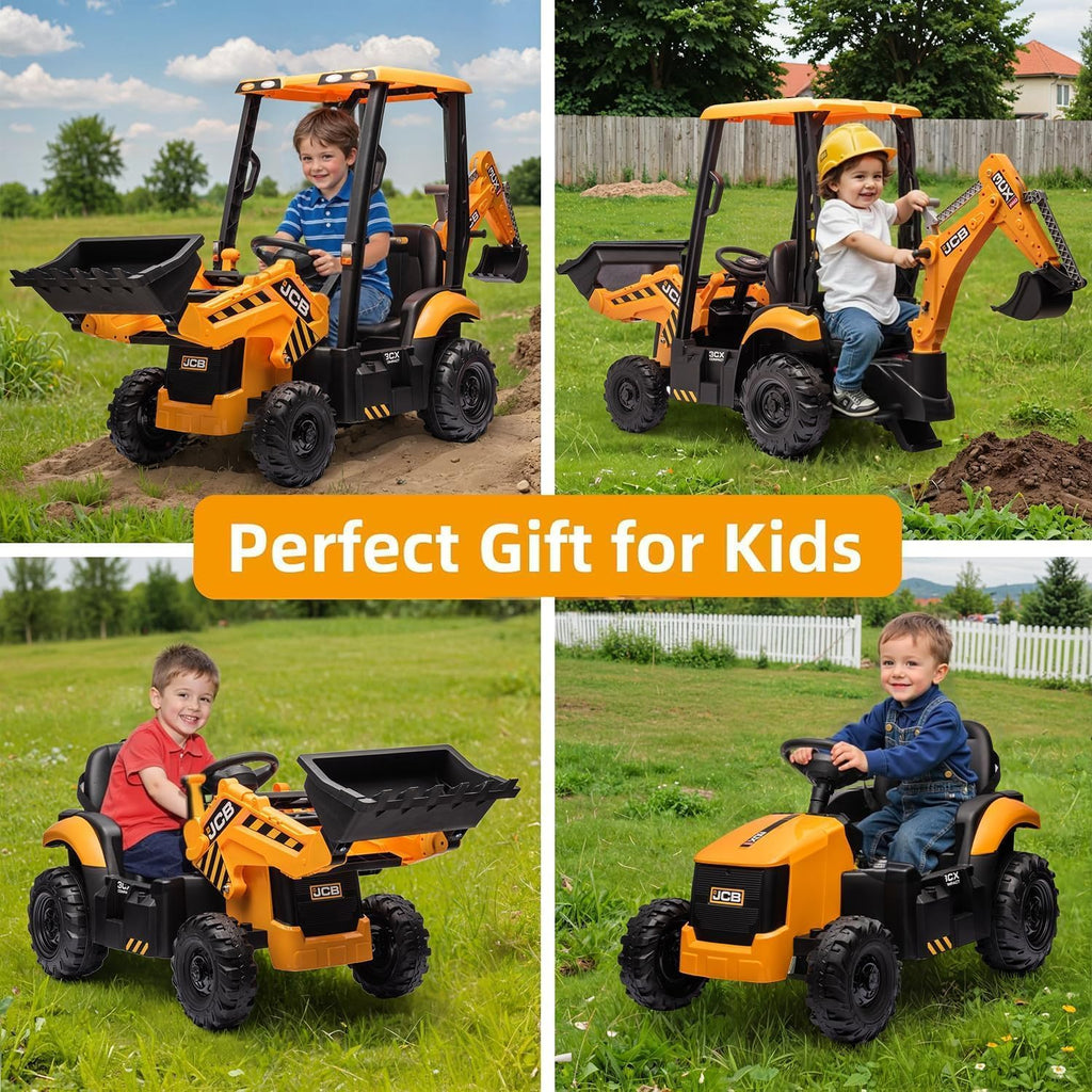 12V JCB Ride On Excavator Ride on Toys for Kids 4-8 Electric Car for Kids with Tractor wourant