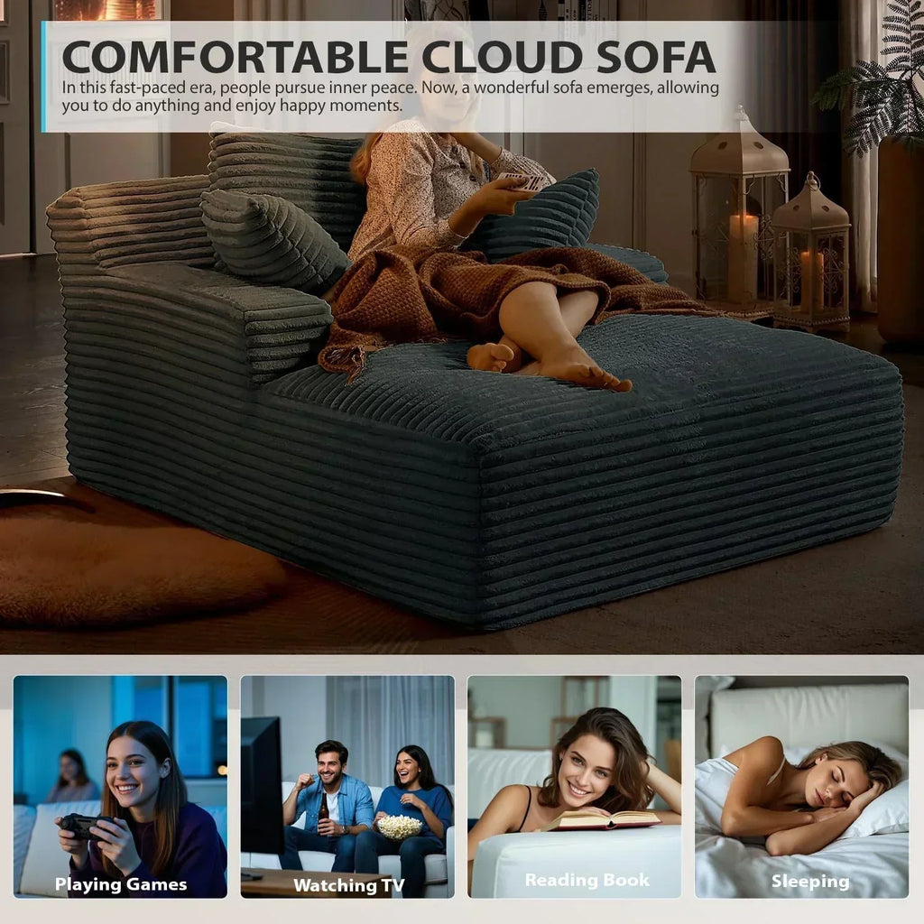 50-inch indoor recliner oversized corduroy upholstered boneless sofa bed deep sleeper sofa wourant