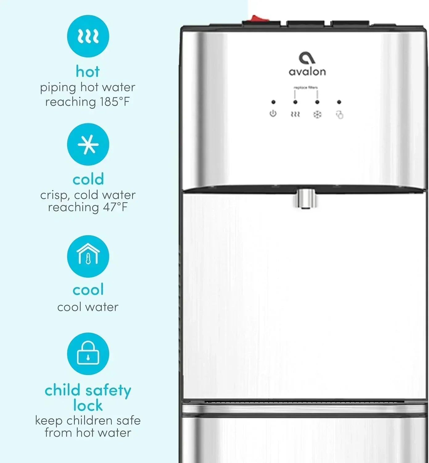 Avalon A3F Bottom Loading Water Cooler Dispenser BioGuard-3 Temperature Settings-UL-Filtered wourant