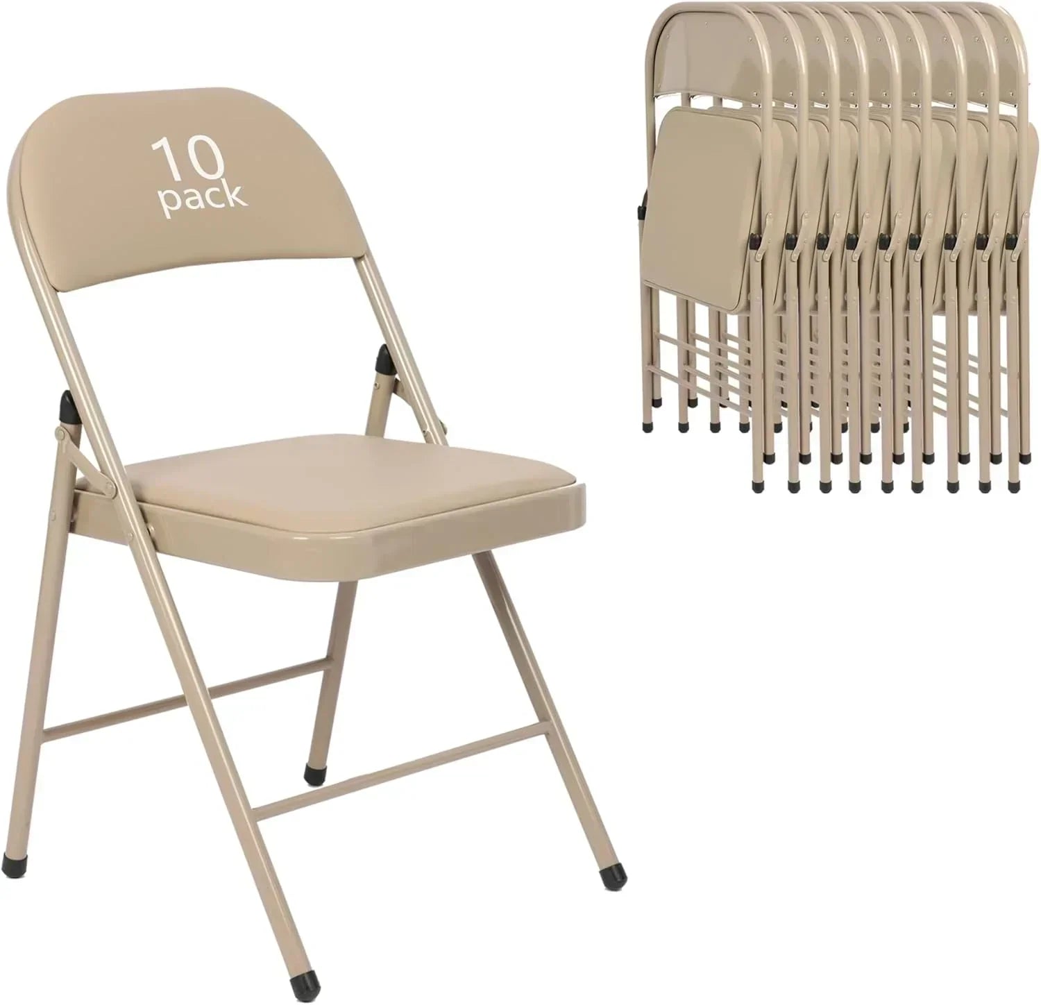 6 Pack Black Folding Chairs with Leather Chairs Events Office Wedding Party Upholstered Chairs wourant