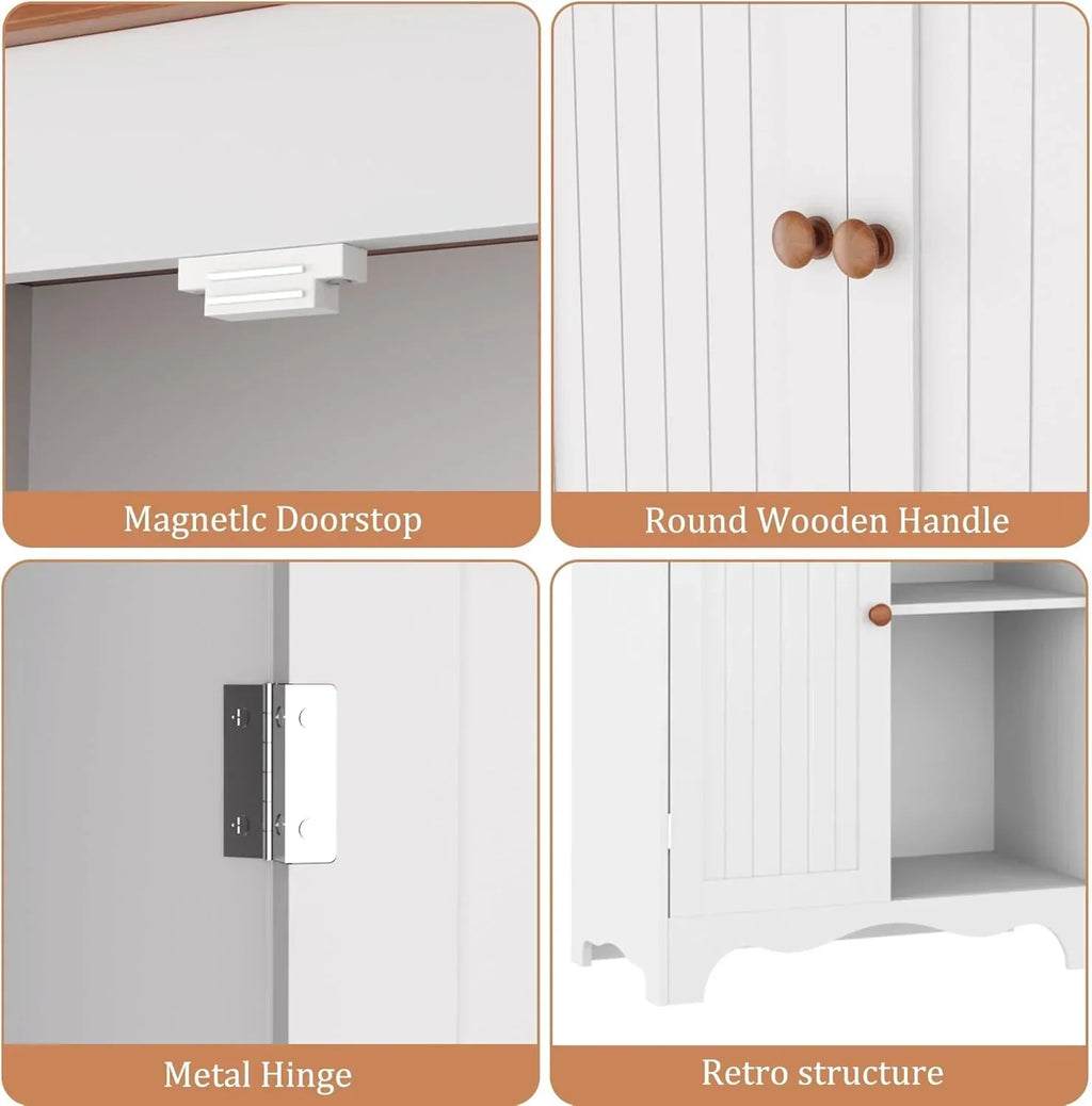 Tall Pantry Cabinet Freestanding Storage Cabinet Wooden Kitchen Pantry with 4 Doors wourant