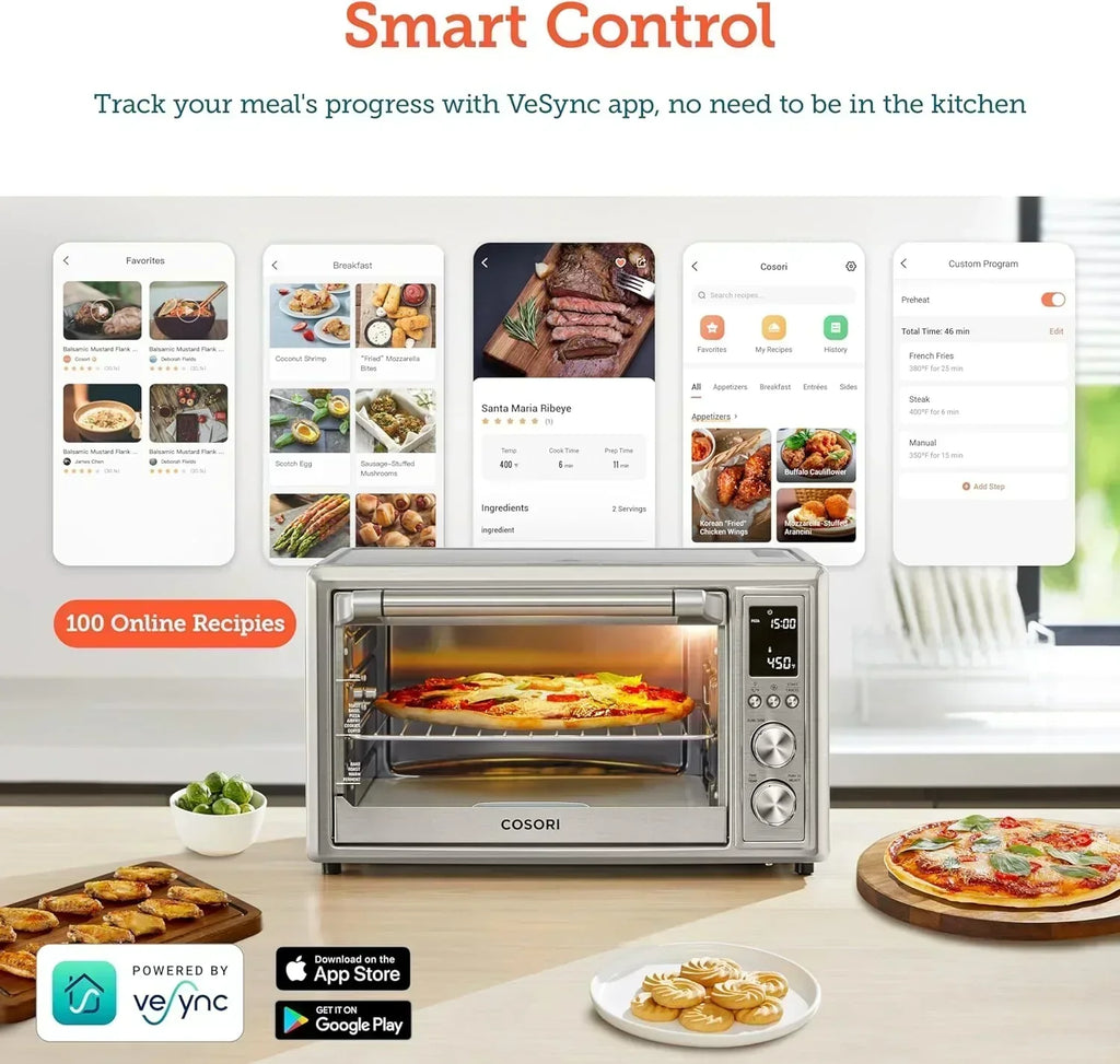 Air Fryer Toaster Oven Combo 13-in-1 32Qt APP Voice Control Convection Oven Countertop wourant