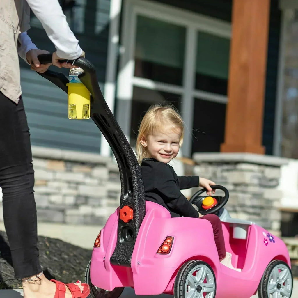 Step2 Whisper Ride II Ride On Push Toy Car Pink Ride On Car with Included Seat Belt Easy Storage wourant