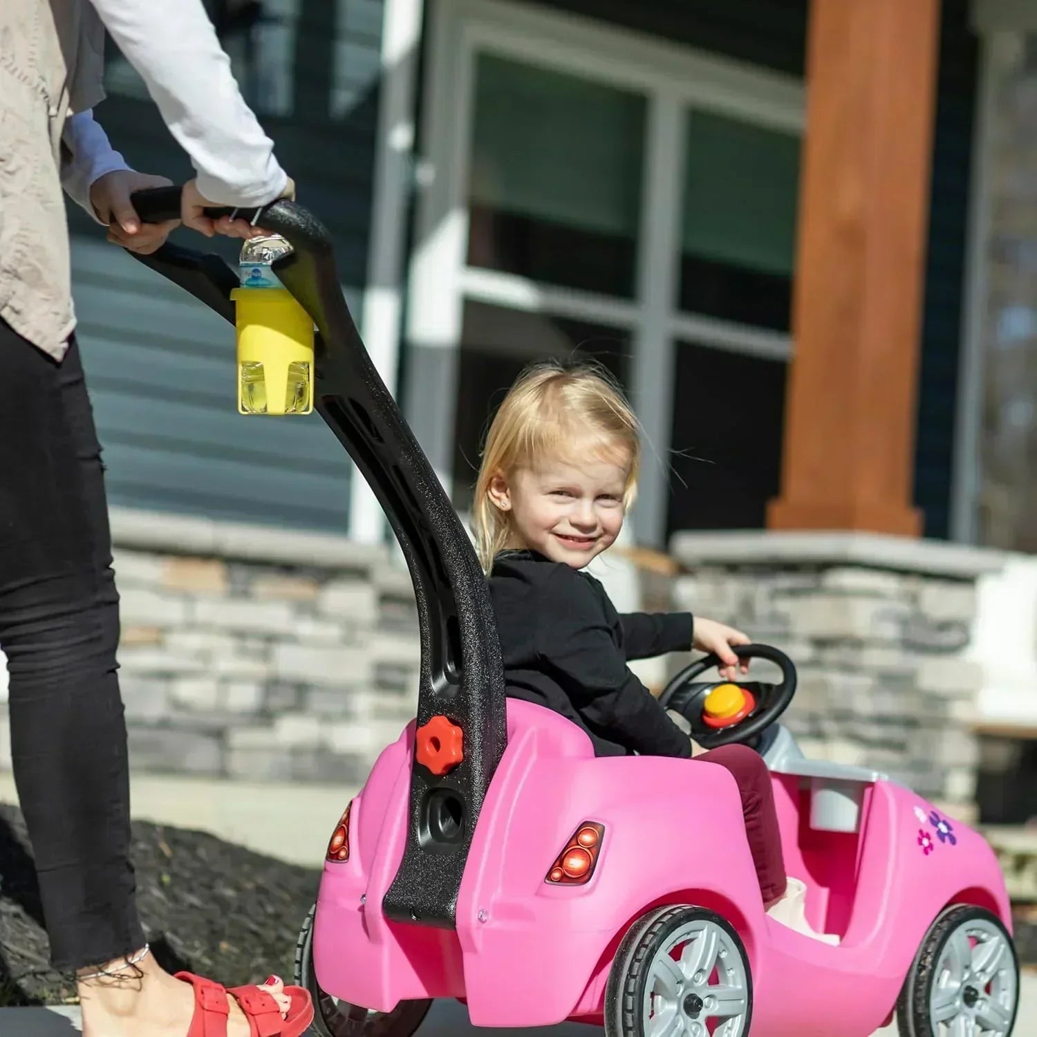 Step2 Whisper Ride II Ride On Push Toy Car Pink Ride On Car with Included Seat Belt Easy Storage wourant