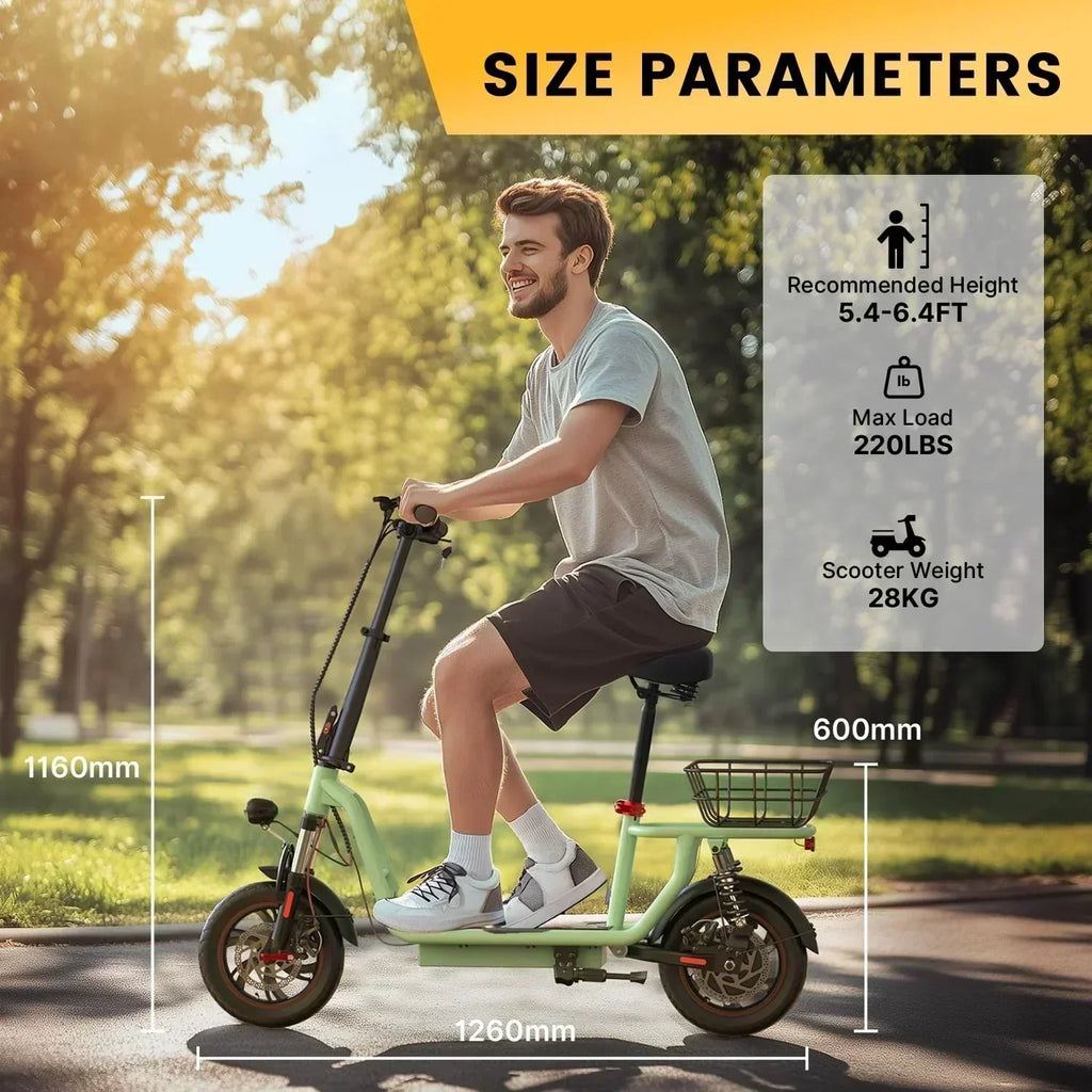 iScooter electric scooter with seat 28/19/15.6 mph top speed dual suspension scooter wourant