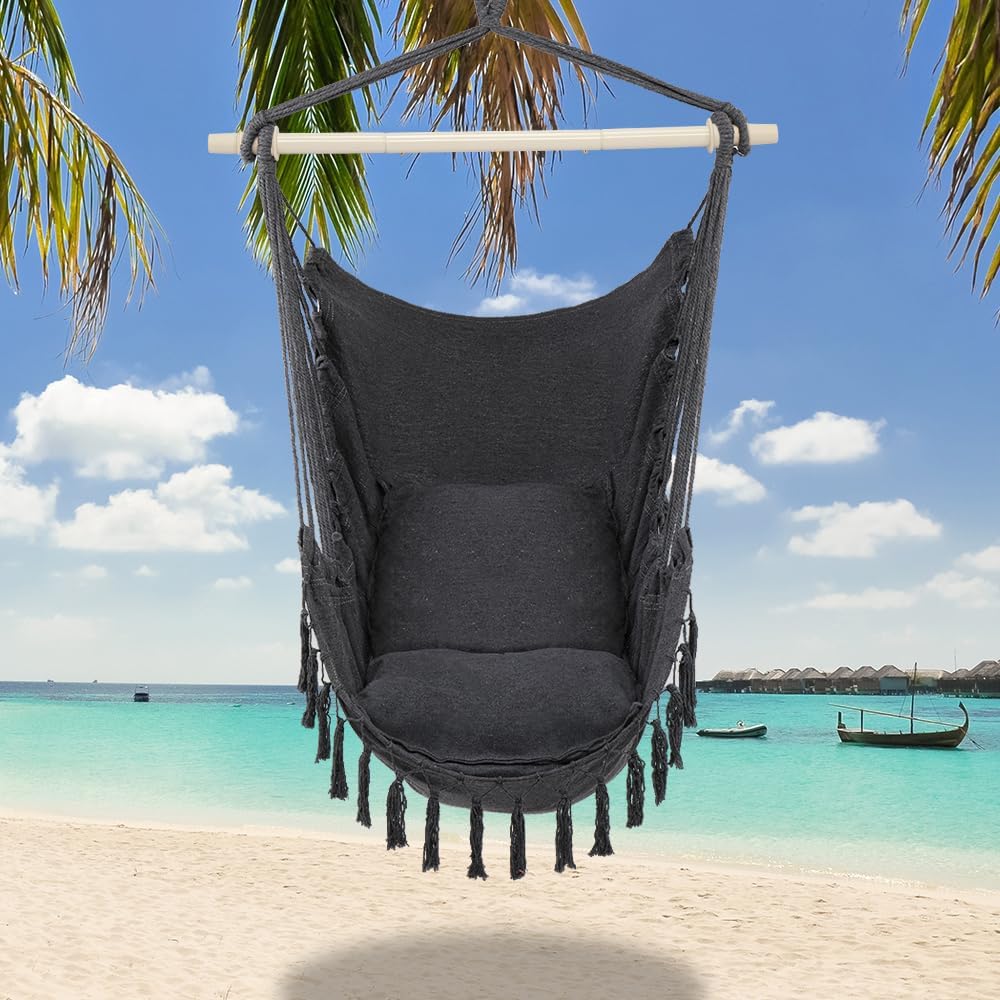 ONCLOUD Hammock Chair Hanging Rope Swing Load Capacity Macrame Hammock Swing Seat wourant