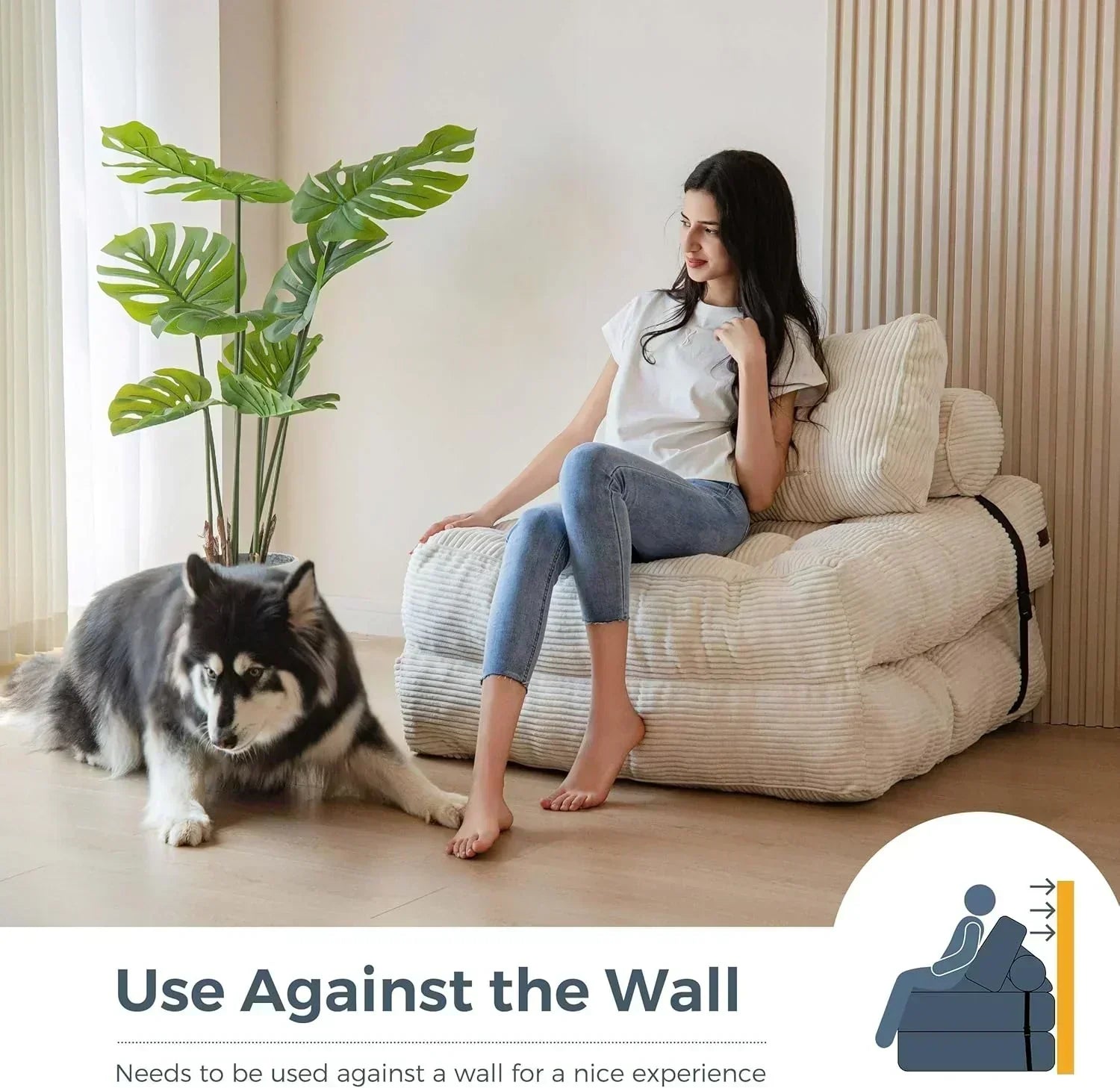 MAXYOYO Folding Sofa Bed Convertible Sleeper Chair with Pillow Foldable Mattress with Back Support wourant