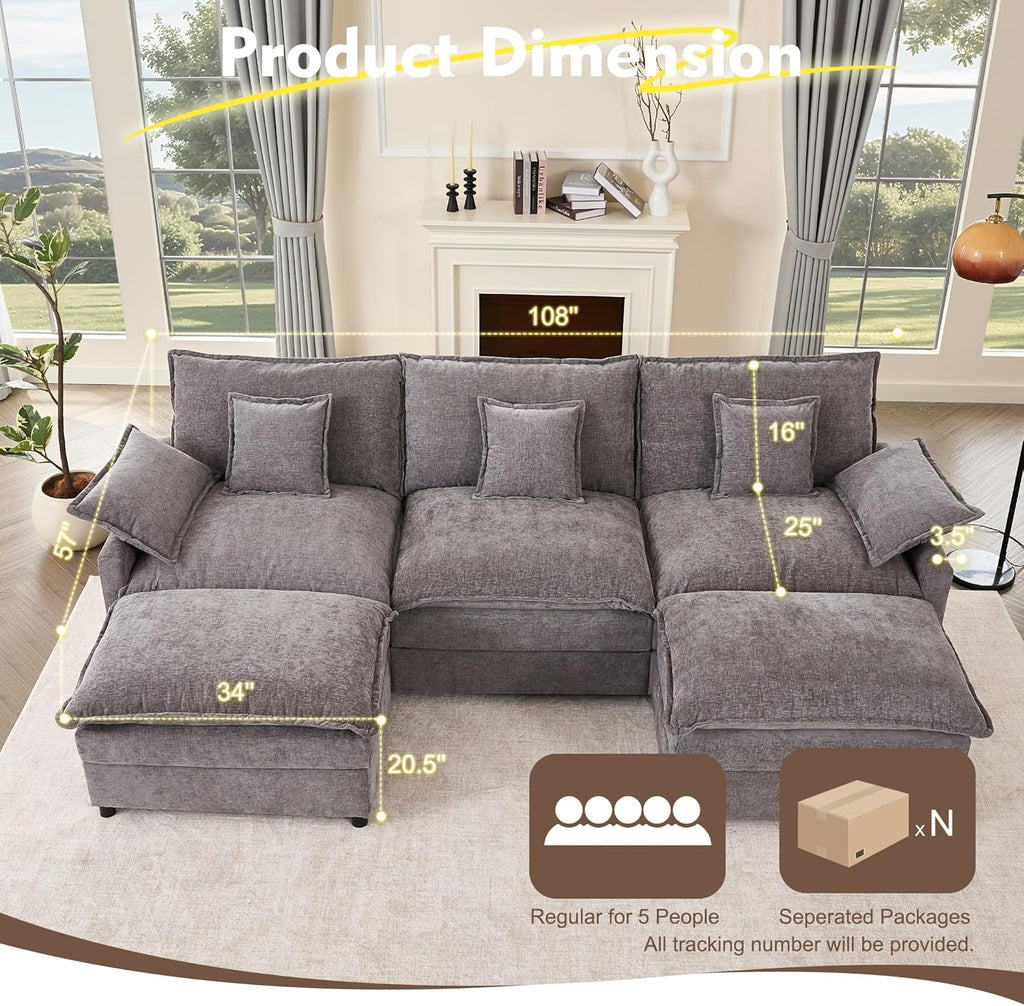 108" U-shaped sofa modular sofa Comfortable cloud sofa wourant