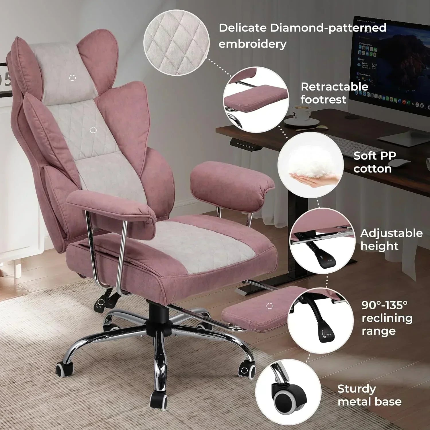 Large high back office chair high back leather gaming chair with footrest wourant