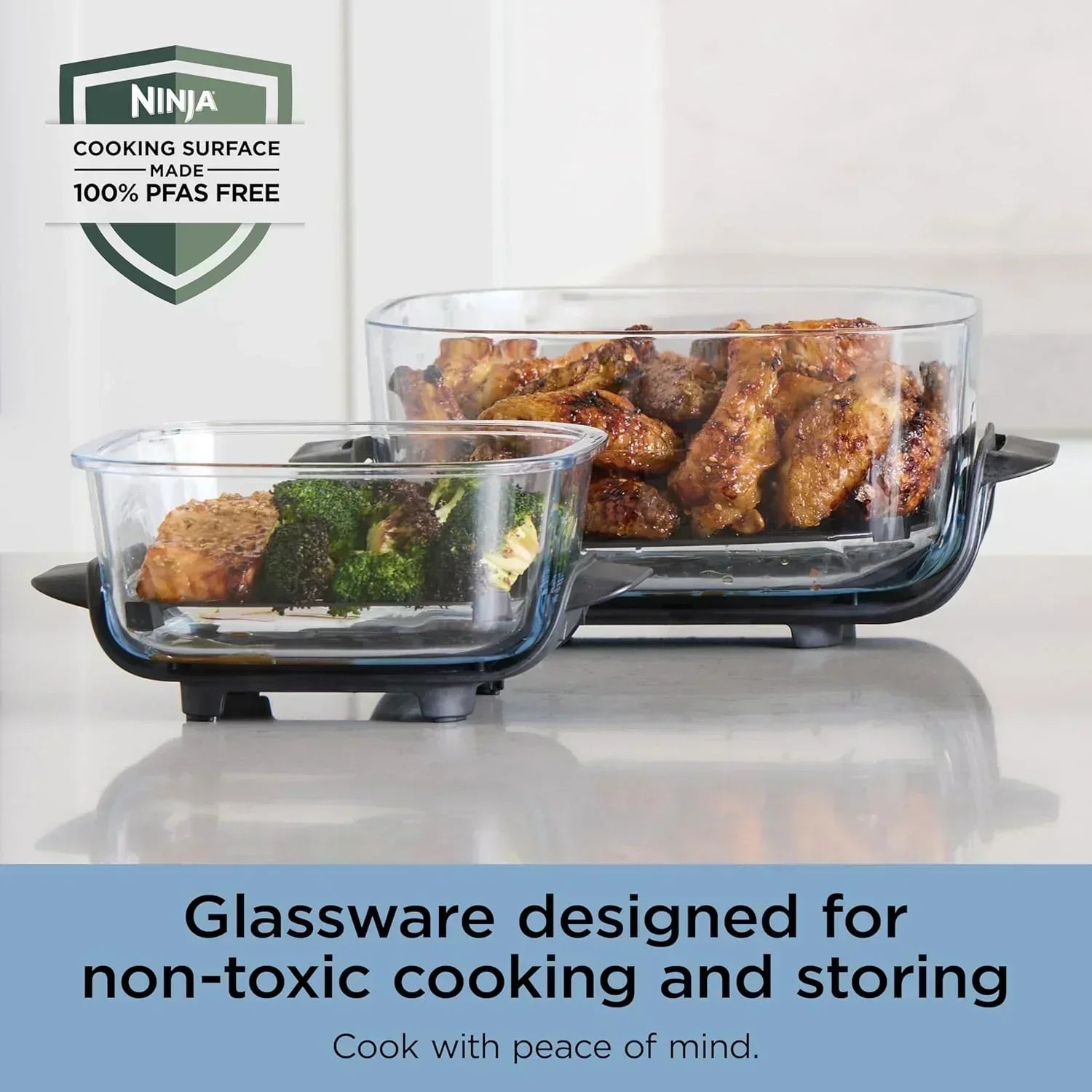 Ninja Crispi 4 in 1 Portable Glass Air Fryer Cooking System 4QT 6 Cup TempWare Glass Containers wourant