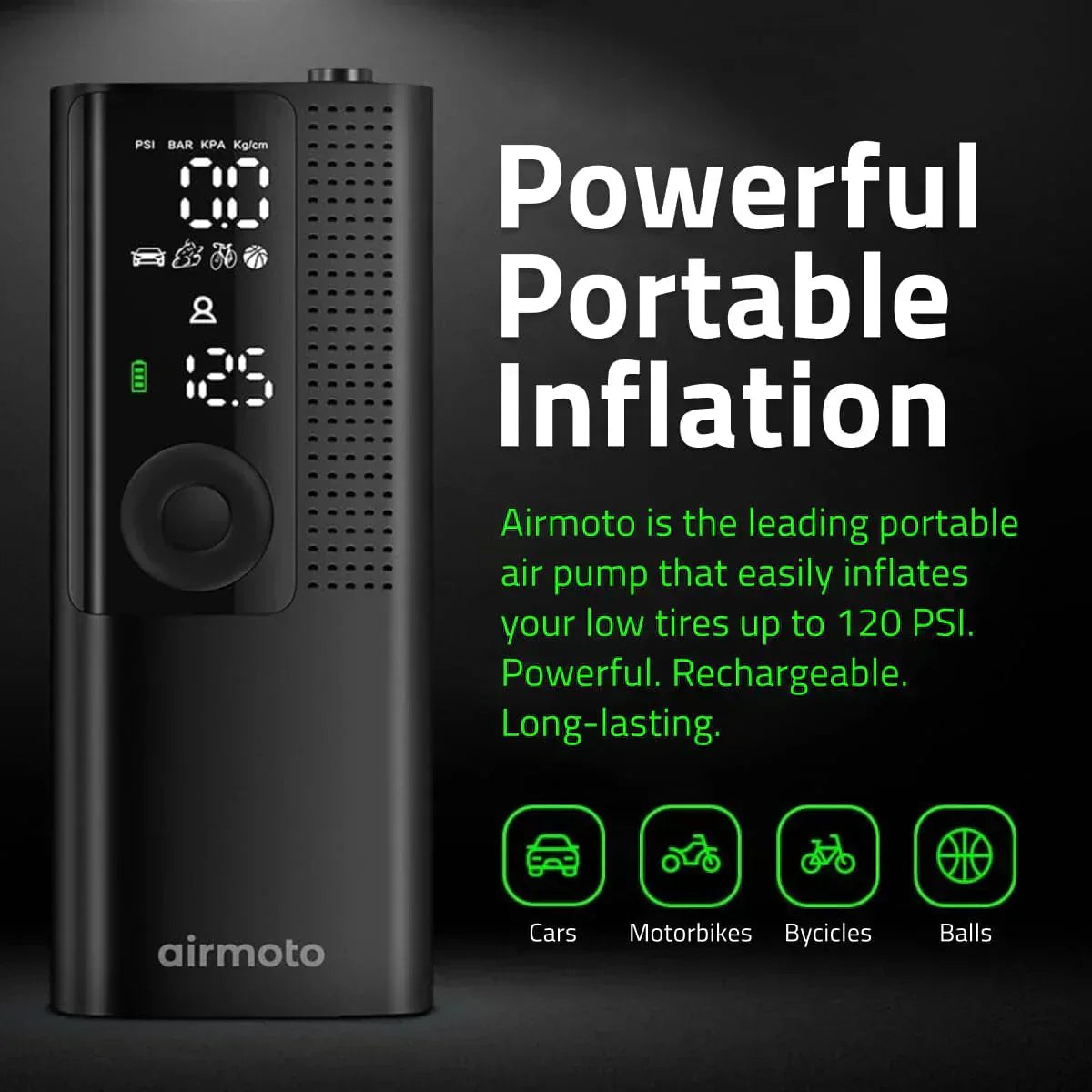 Airmoto Tire Inflator Portable Air Compressor Car Tire Air Pump with Digital Pressure Gauge wourant
