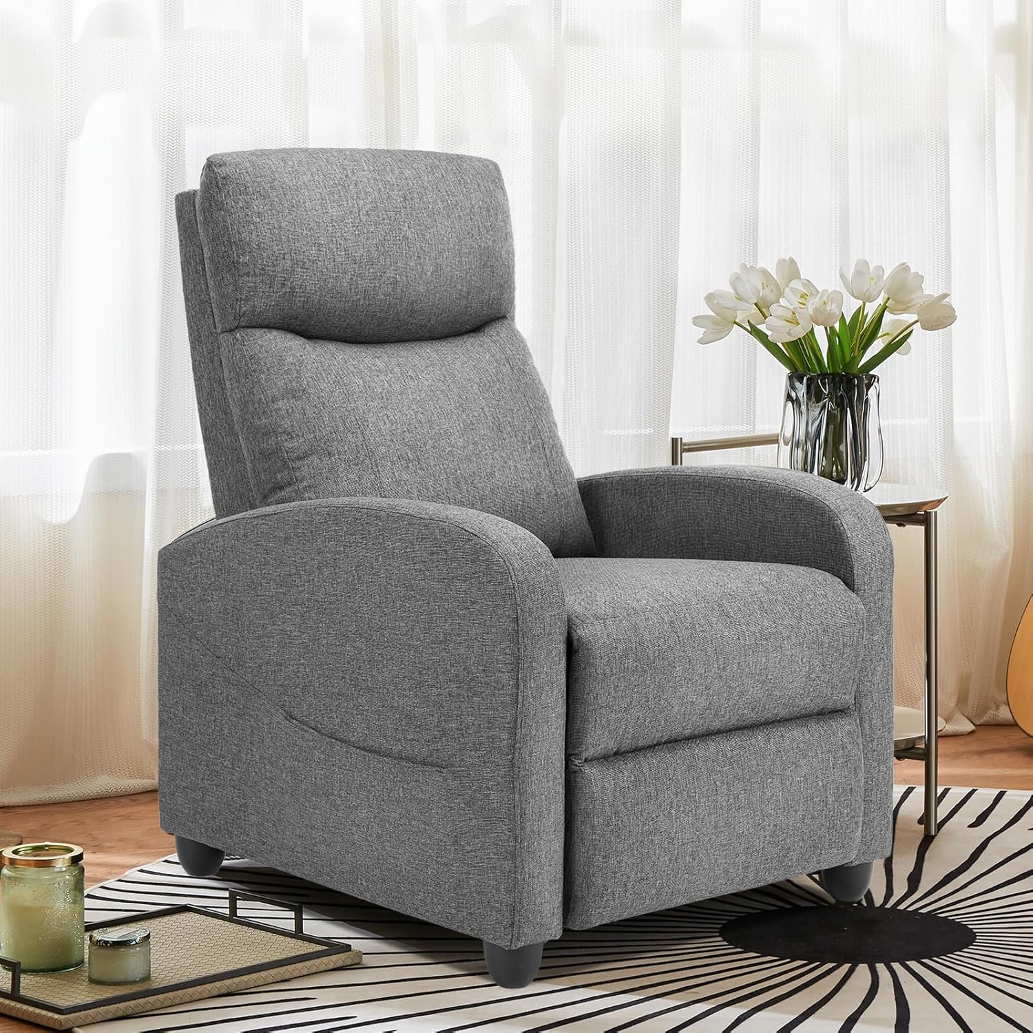 Swivel high-back rocking chair with footrest padded glider baby chair with comfortable deep seat wourant