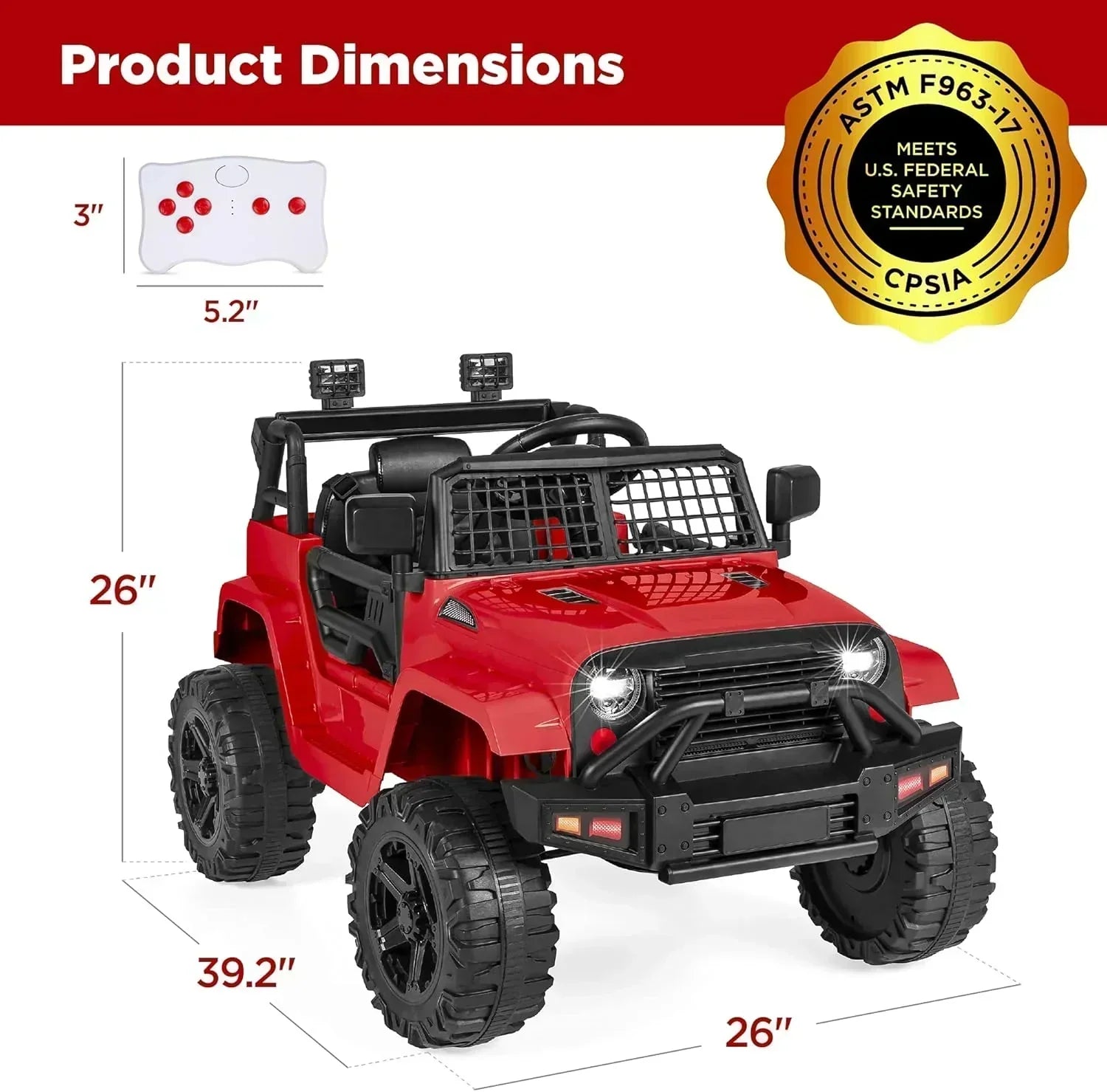Best Choice Products 12V Kids Ride-On Truck Car with Spring Suspension and LED Lights wourant