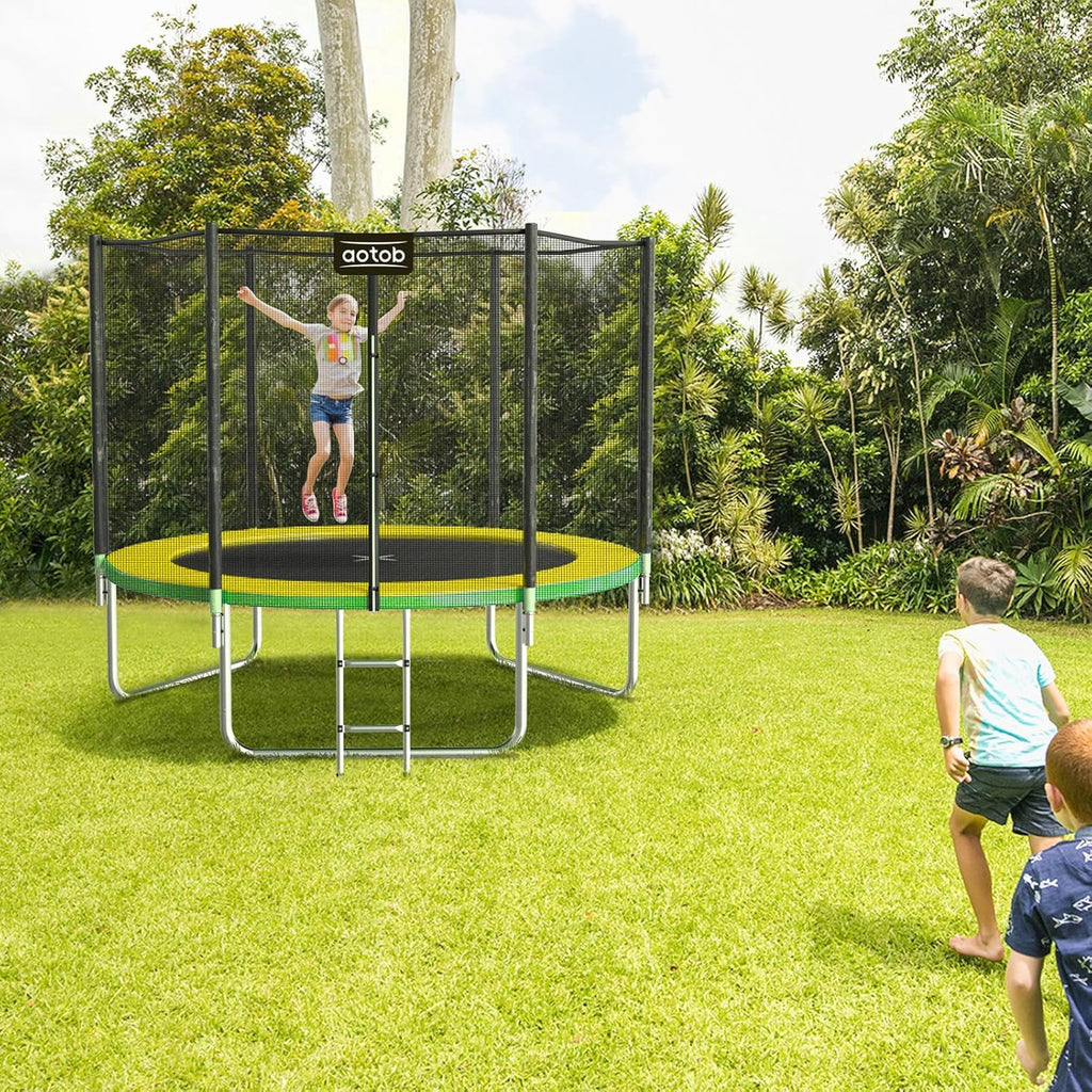 AOTOB 8FT 10FT 12FT 14 FT 15FT Trampoline with Safety Enclosure Net Outdoor Trampoline wourant