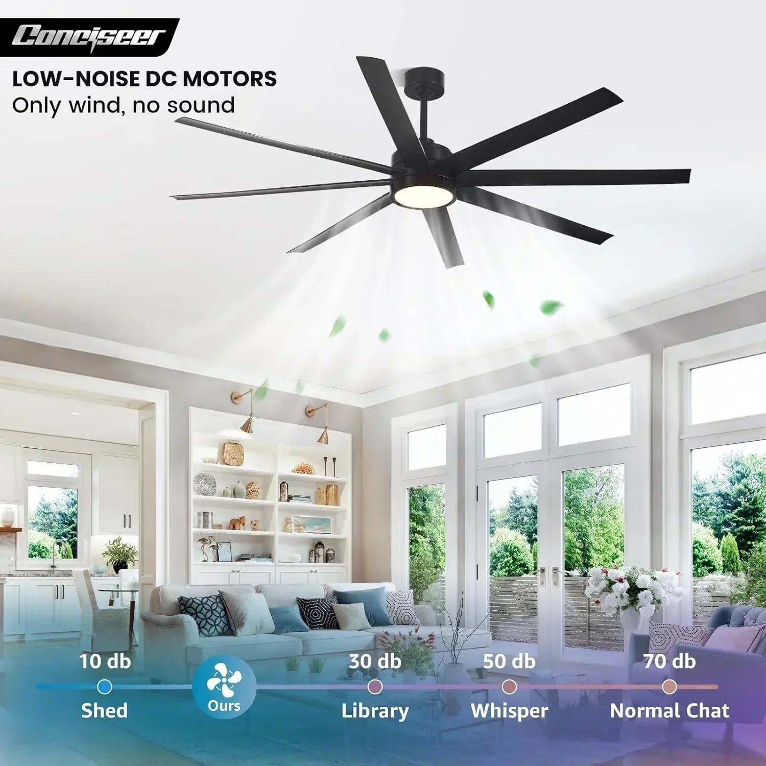 Modern ceiling fan 72 inch bedroom living room library cafe outdoor/industrial wourant