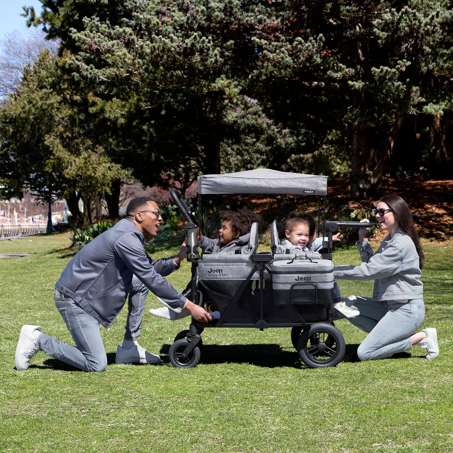 Jeep Wrangler Deluxe 4 Seater Stroller Wagon by Delta Children Premium Quad Stroller Wagon wourant