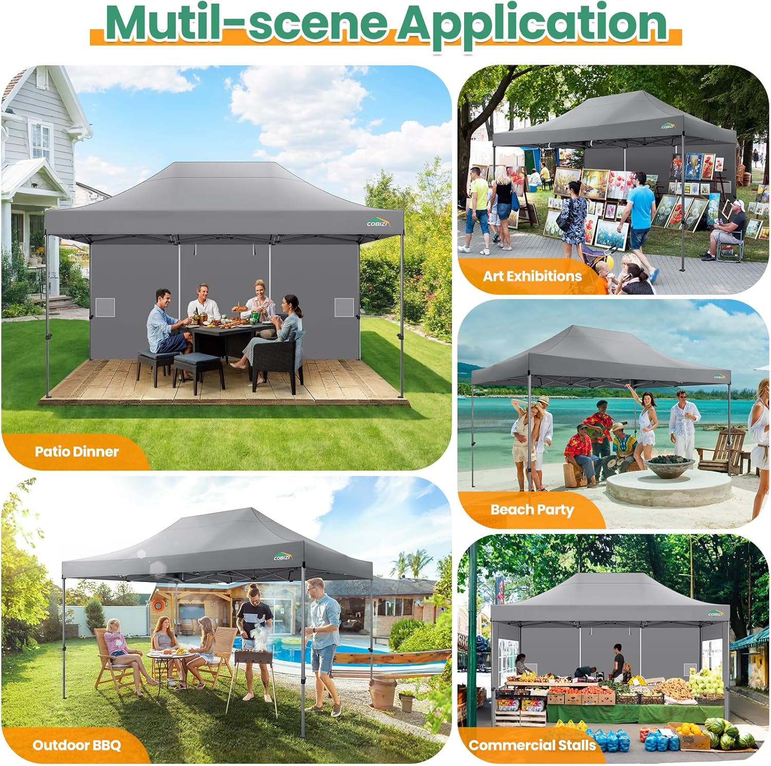 COBIZI 10x20 Heavy Duty Pop up Canopy Tent 6 sidewalls Commercial Canopy Wedding Party Tents wourant