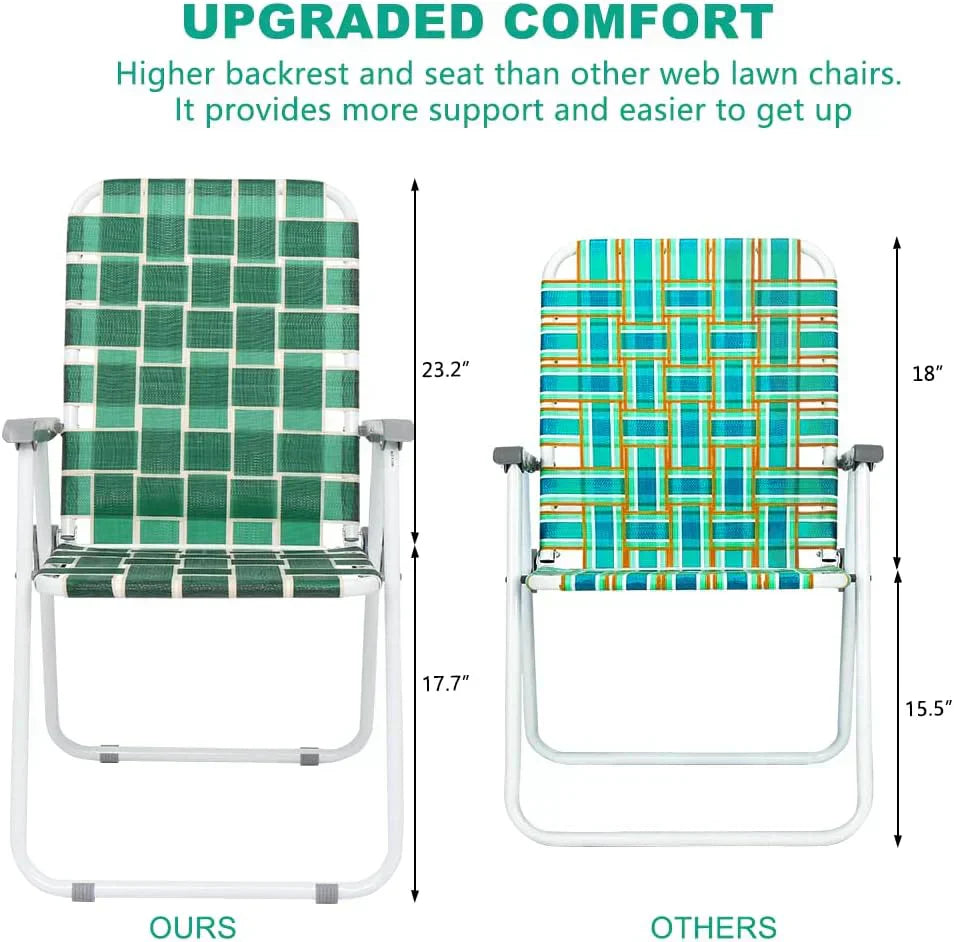 VINGLI Patio Lawn Webbed Folding Chairs Set of 2 Outdoor Beach Portable Lawn Chair wourant